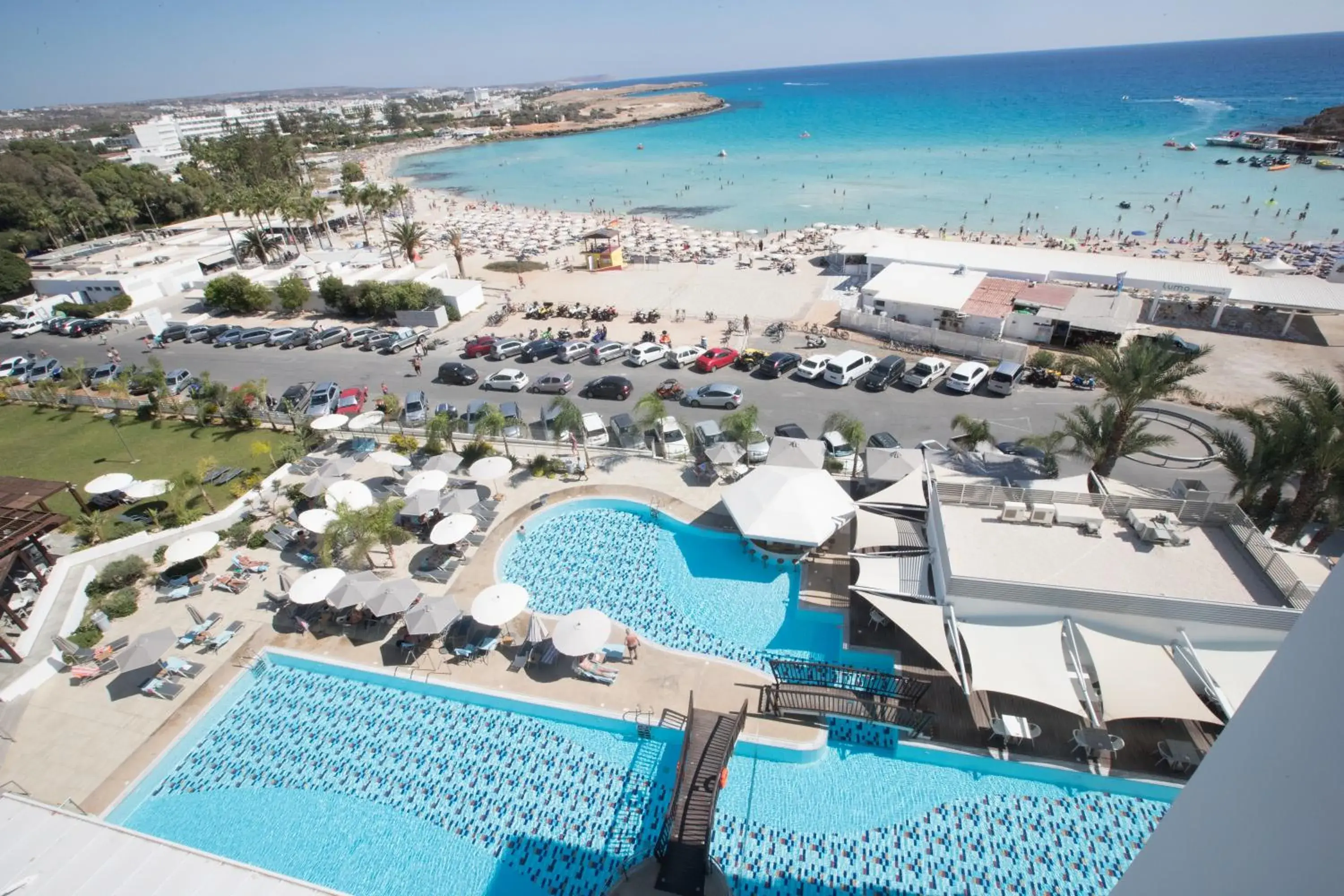 Swimming pool, Bird's-eye View in Vassos Nissi Plage Hotel & Spa