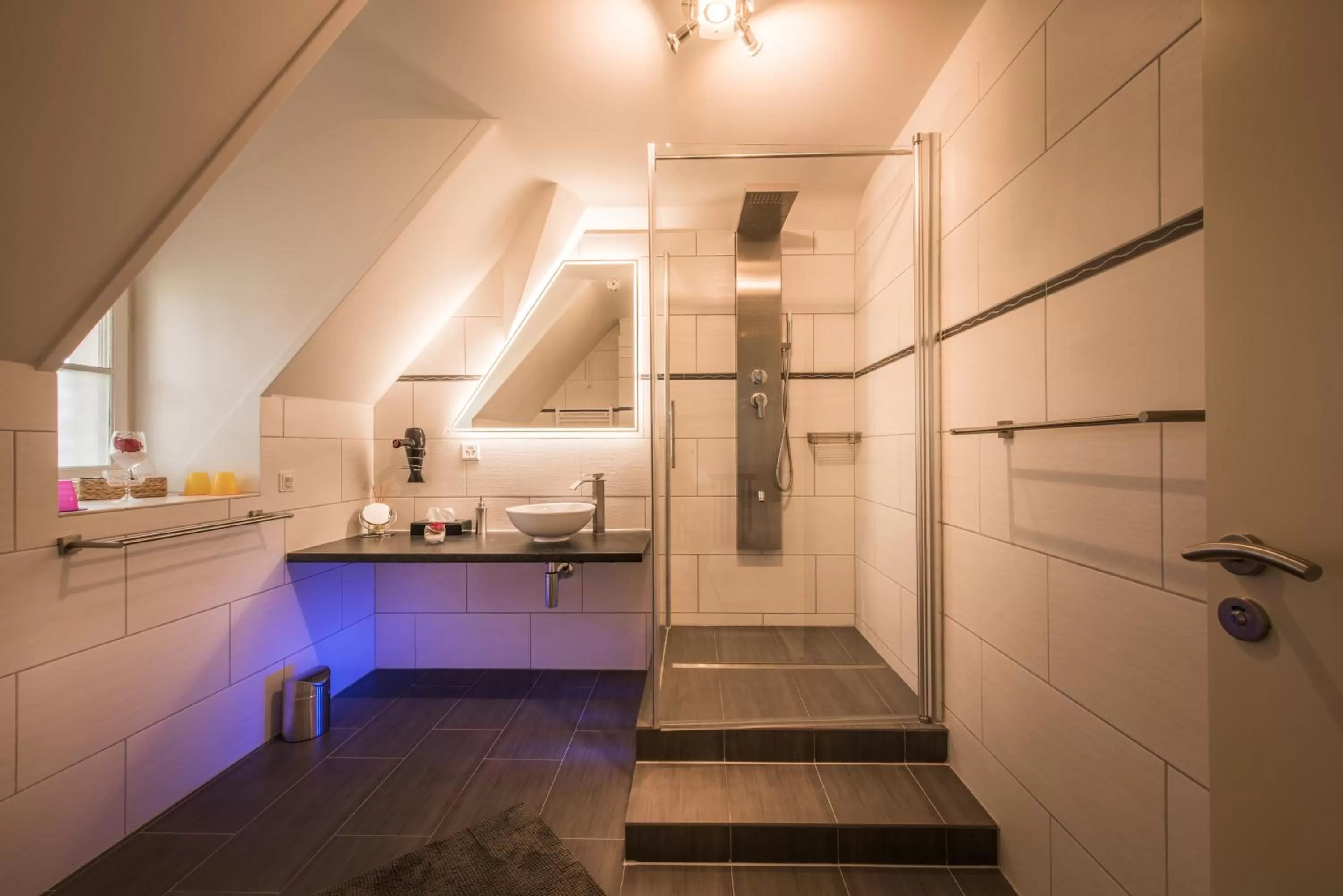 Shower, Kitchen/Kitchenette in Max Aviation Villa & Apartments