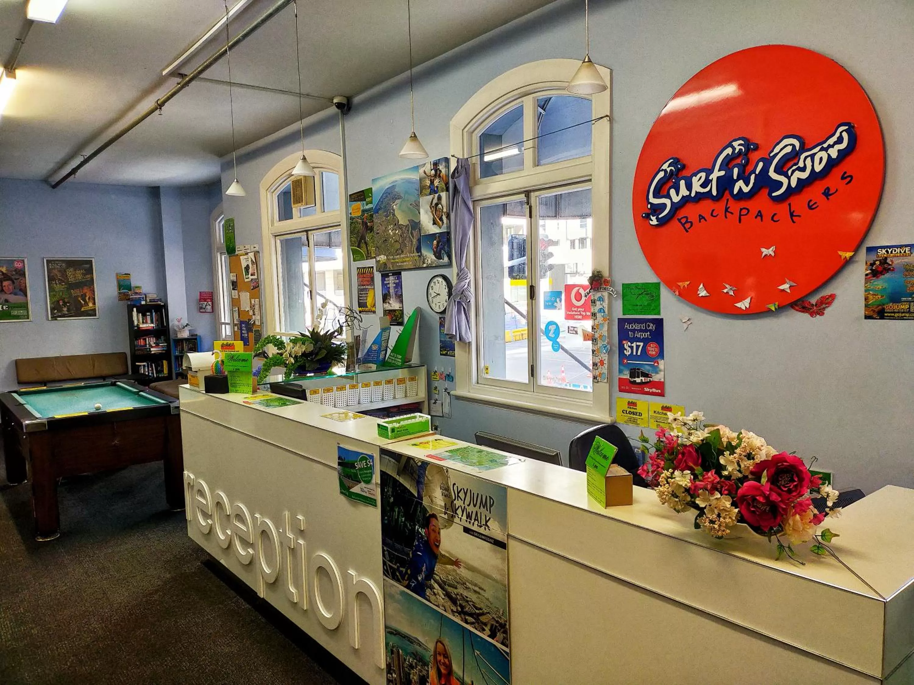 Property logo or sign in Surf 'N' Snow Backpackers Across Sky Tower