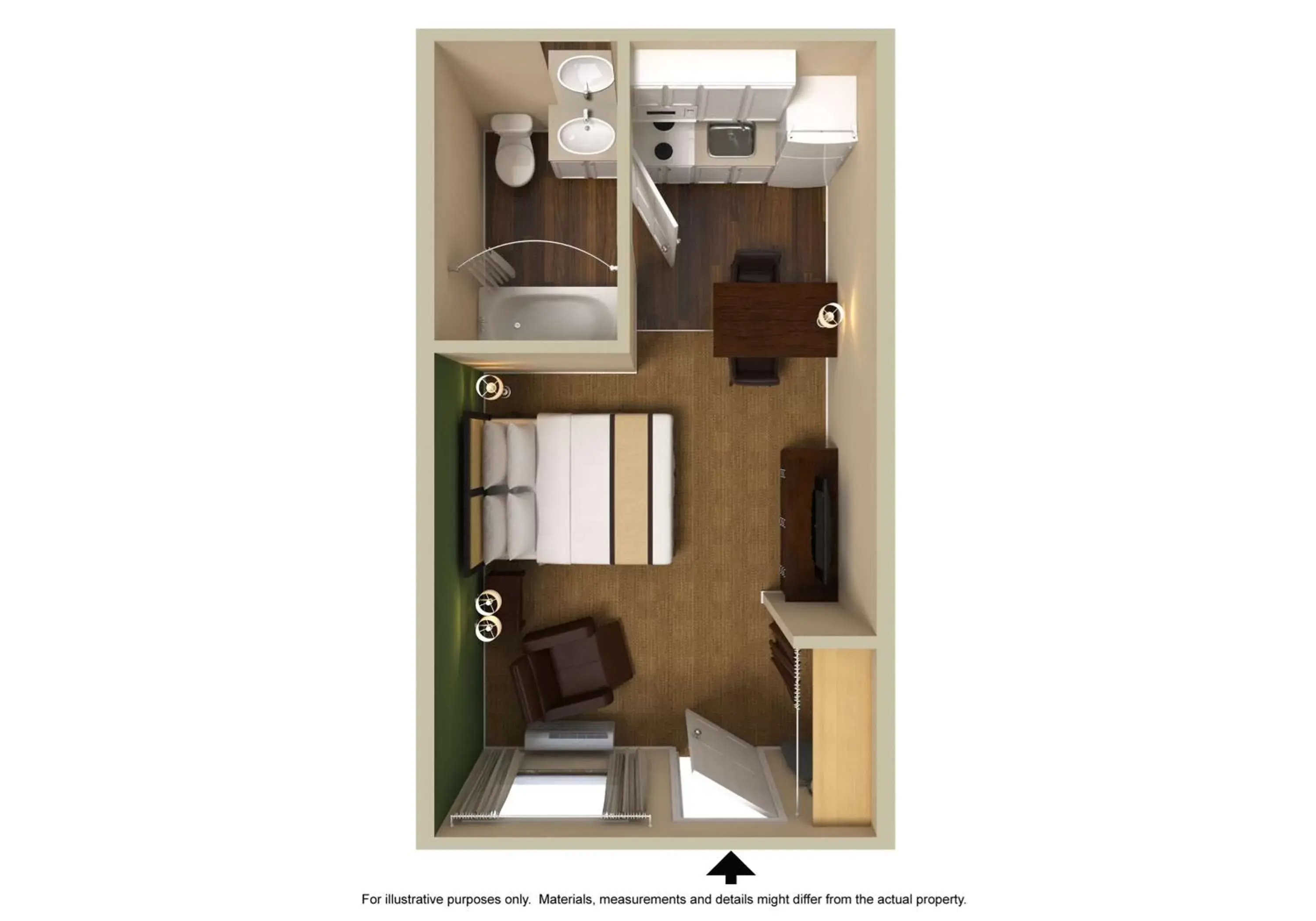 Bedroom, Floor Plan in Extended Stay America Suites - Washington, DC - Germantown - Town Center
