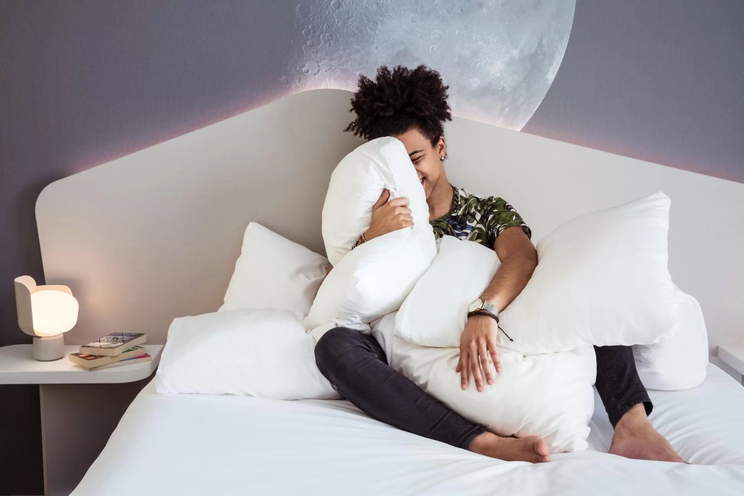 Decorative detail, Bed in ibis Styles Paris Charles de Gaulle Airport