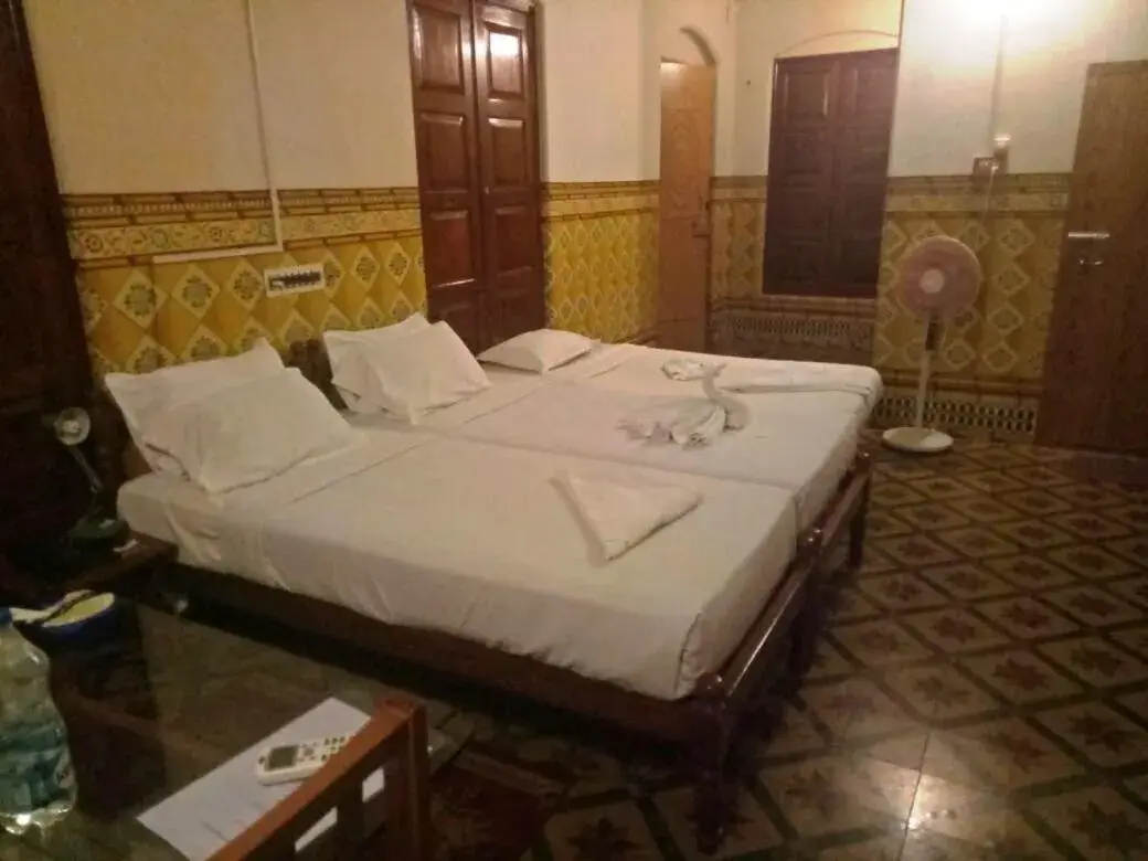 Bed in Chettinadu Mansion – An Authentic Heritage Palace