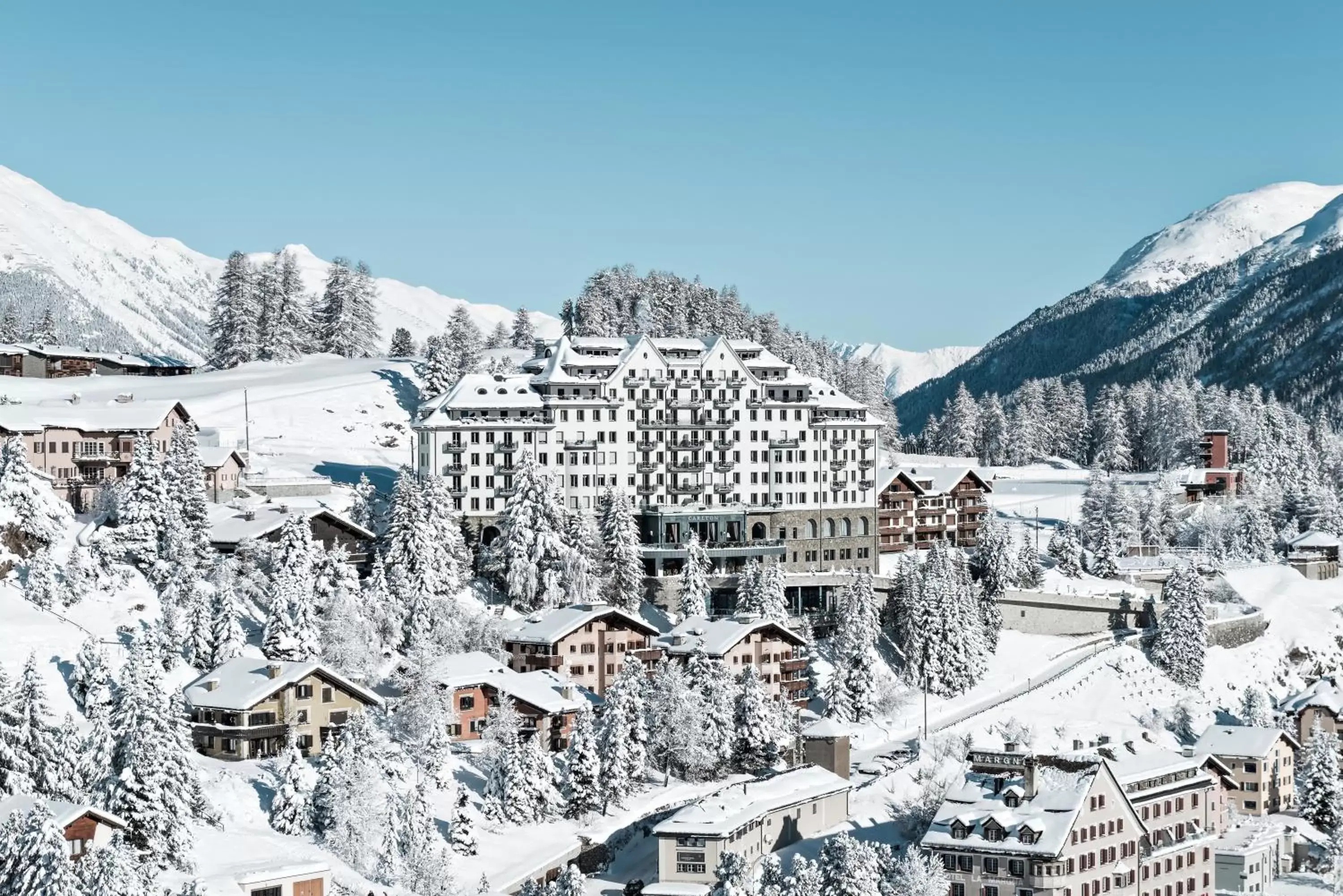 Property building, Winter in Carlton Hotel St Moritz - The Leading Hotels of the World