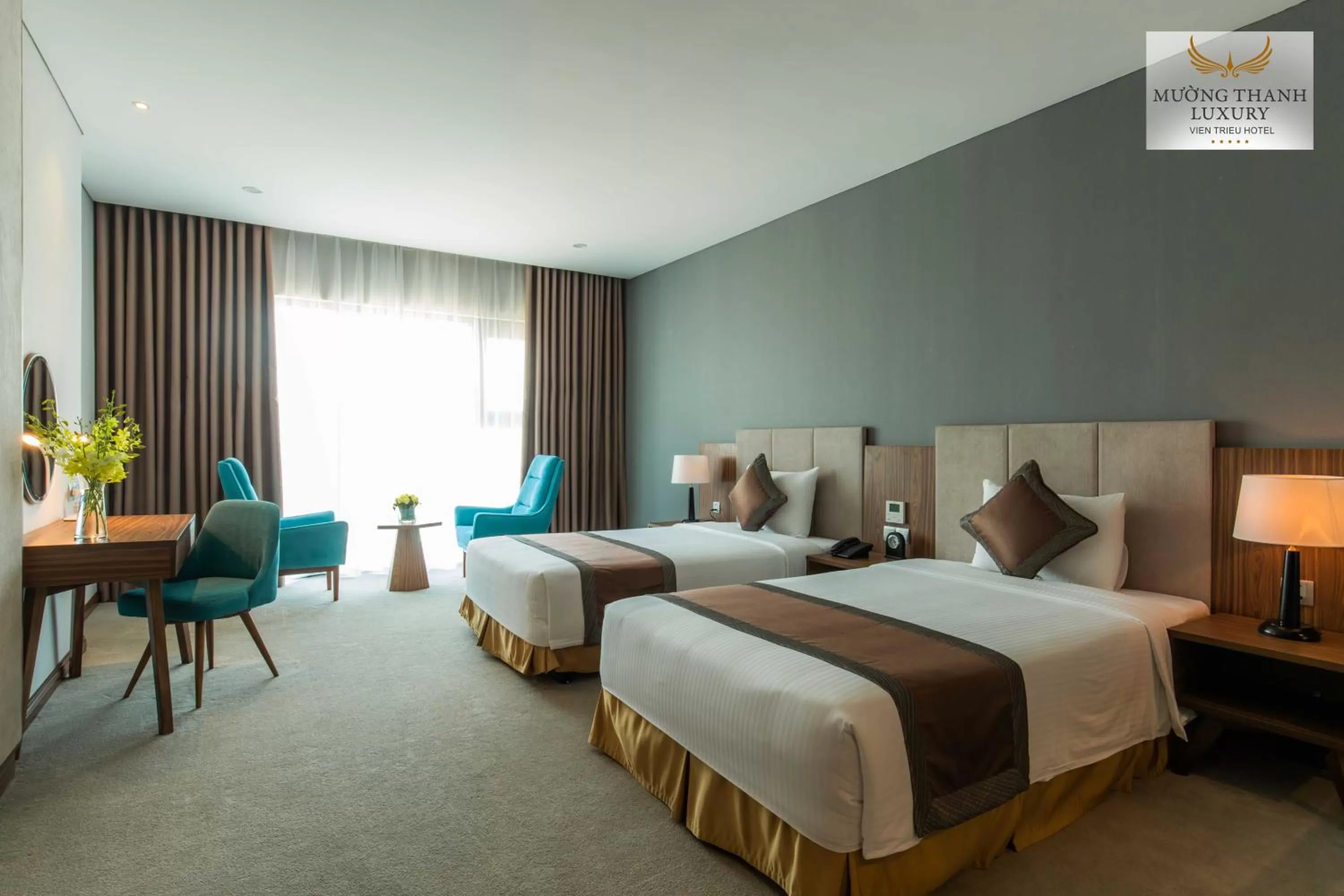 Photo of the whole room, Bed in Muong Thanh Luxury Vien Trieu Nha Trang