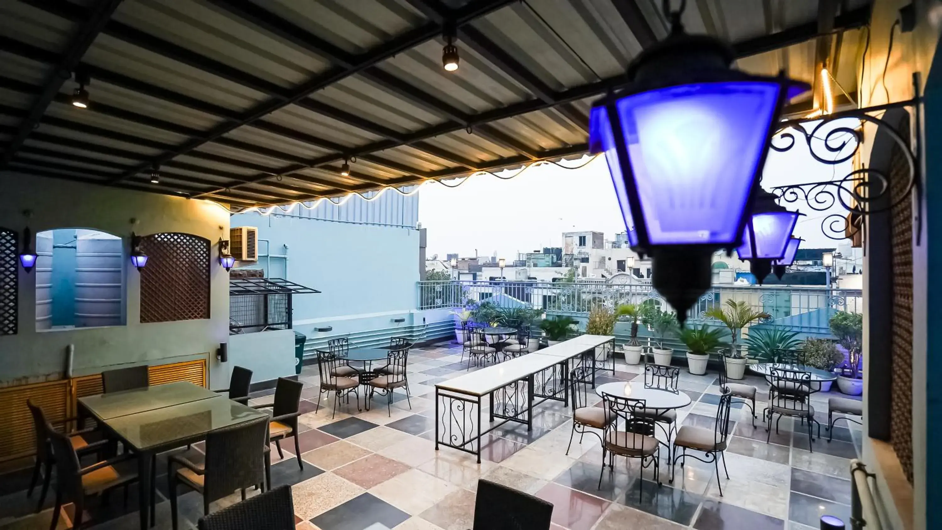 Balcony/Terrace, Restaurant/Places to Eat in Hotel Pooja Palace