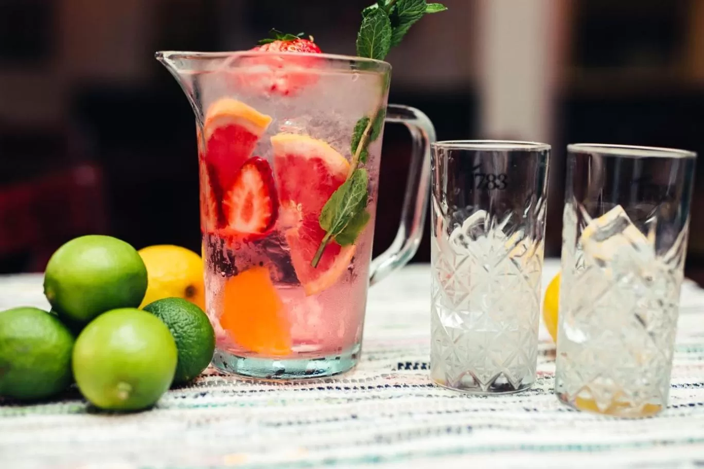 Alcoholic drinks in The Strand Hotel, the former residence of Oscar Wilde