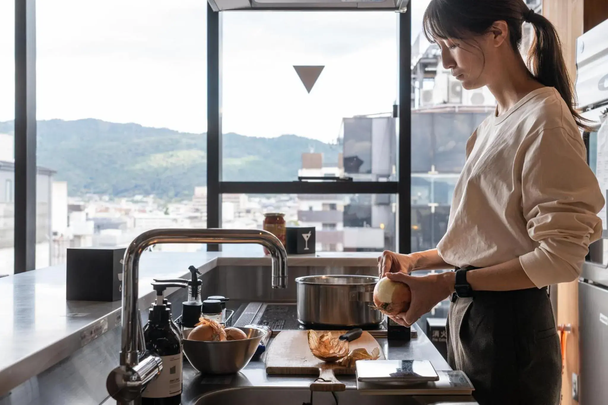 Communal kitchen in The Millennials Kyoto