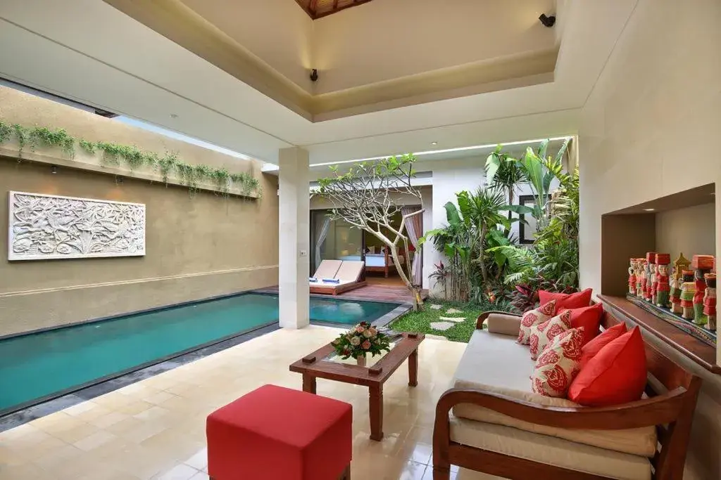 Seating area, Lobby/Reception in Kamajaya Villas