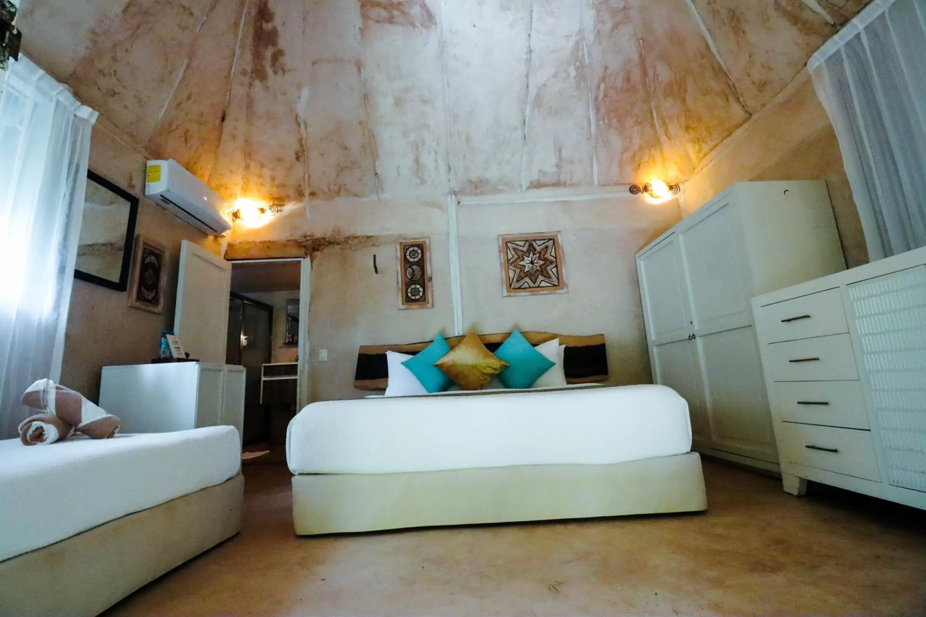 Bedroom, Seating Area in Villa Las Estrellas Tulum - located at the party zone