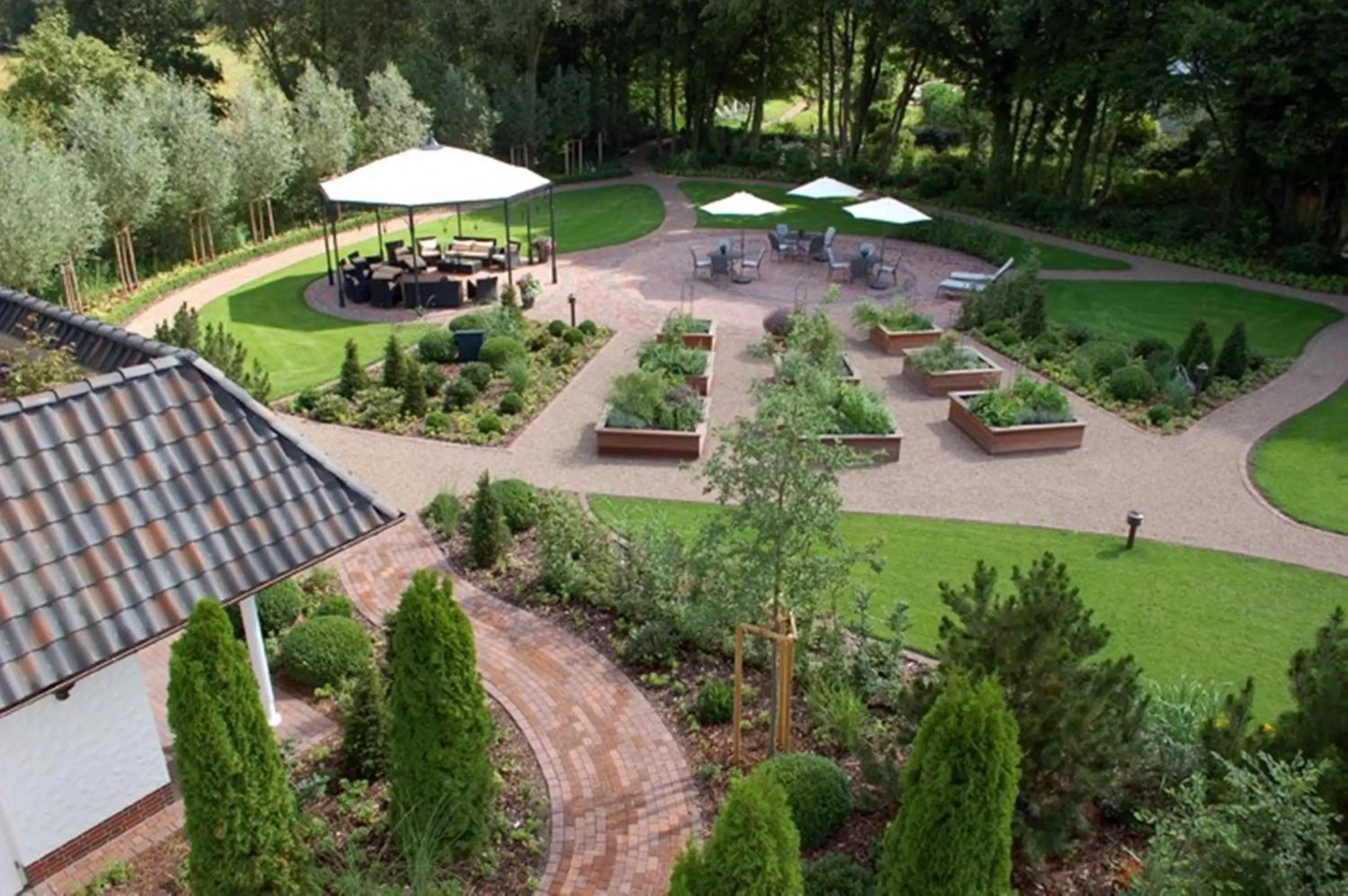 Garden, Bird's-eye View in Hotel Landhaus Wachtelhof