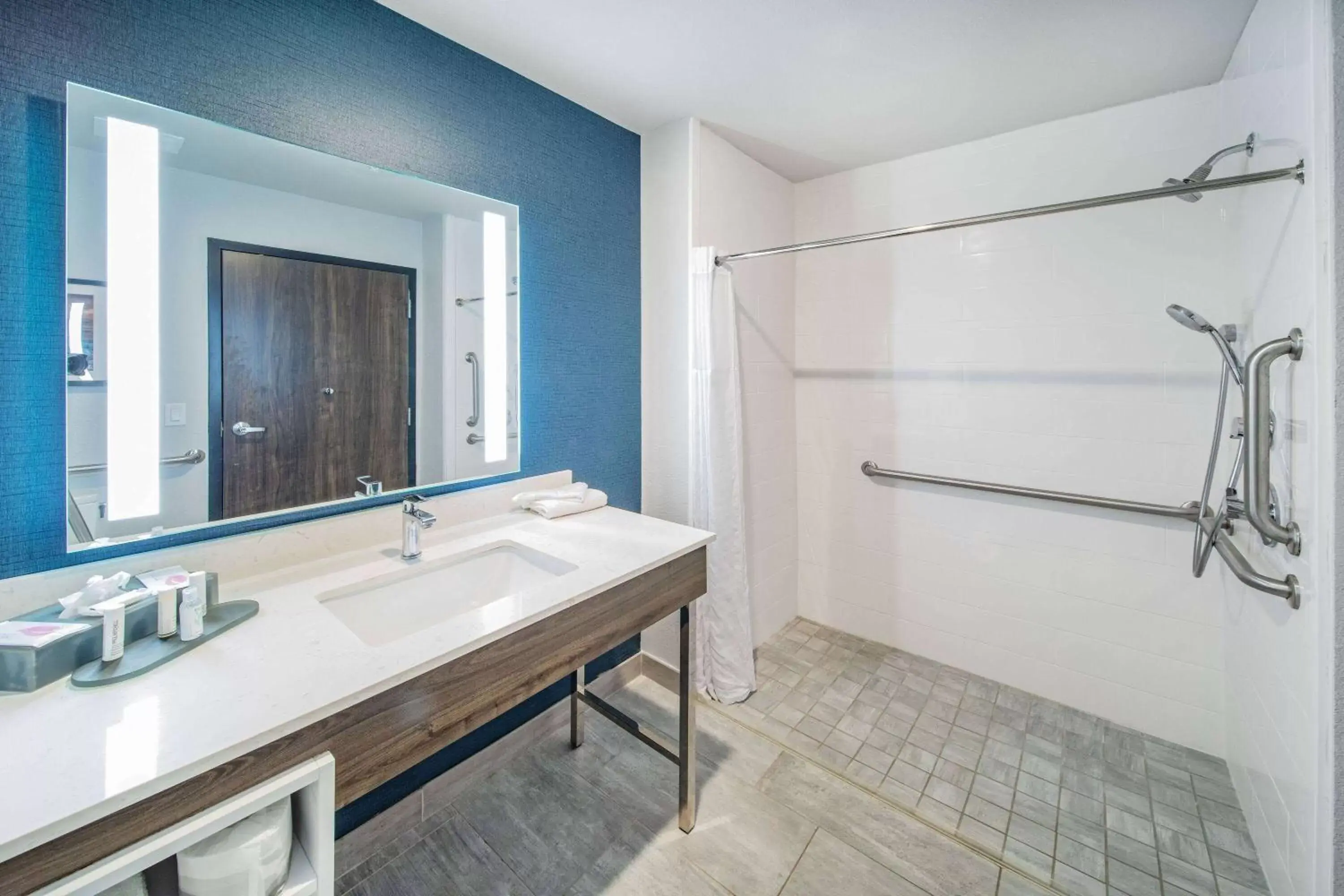 Shower, Bathroom in La Quinta Inn & Suites by Wyndham Galveston North at I-45