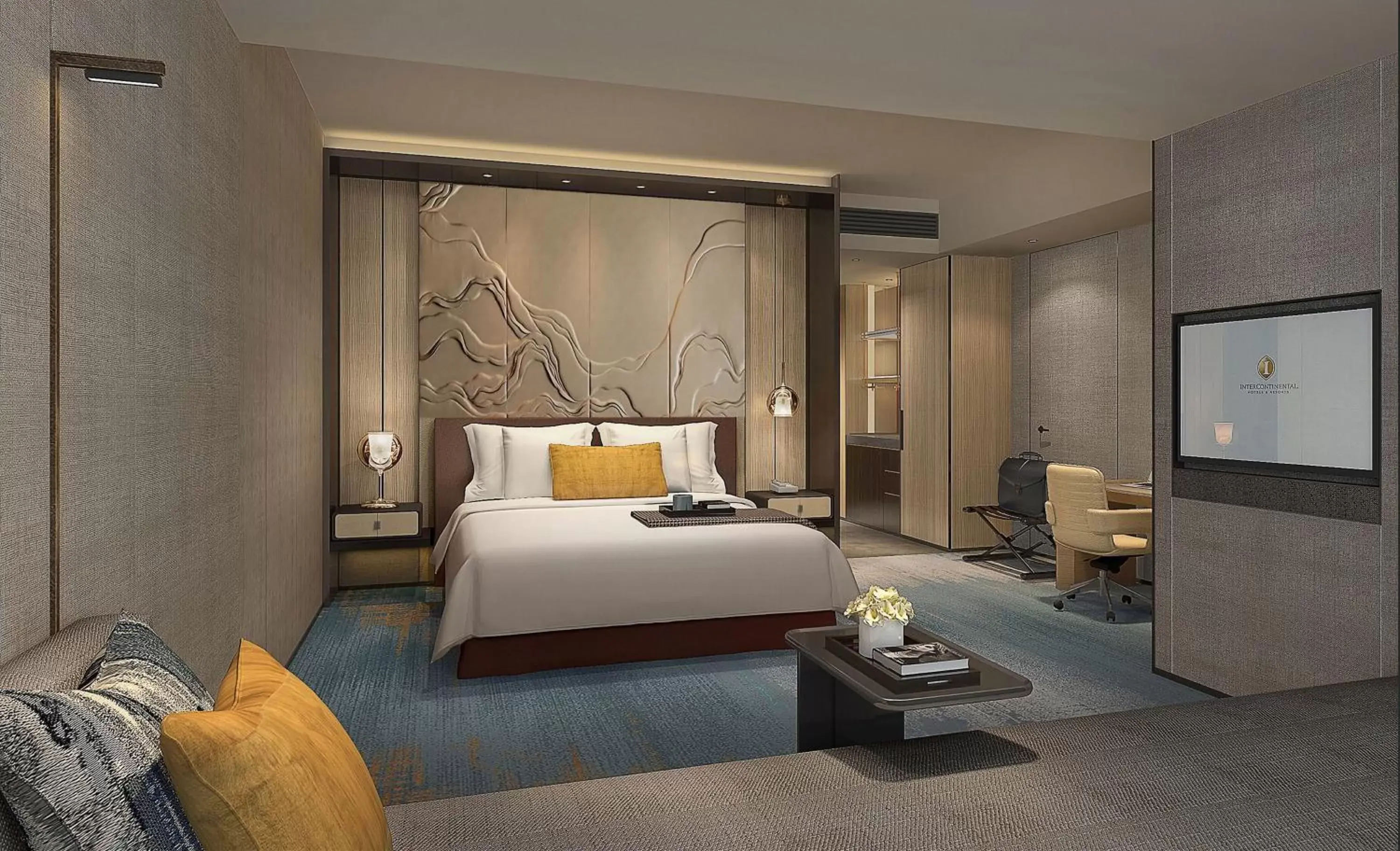 Bed in InterContinental Zhuhai, an IHG Hotel