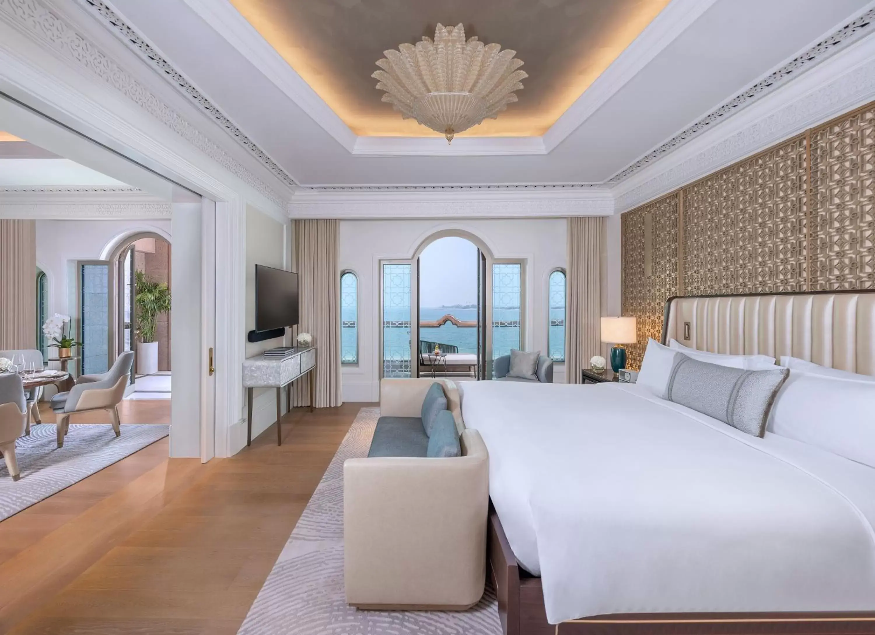 Sea View Suite, Balcony with 24 hours Beachfront Club Lounge Access, including Daily Breakfast, Afternoon Tea, Evening Drinks & Canapes and Exclusive Beach Area in Emirates Palace Mandarin Oriental, Abu Dhabi