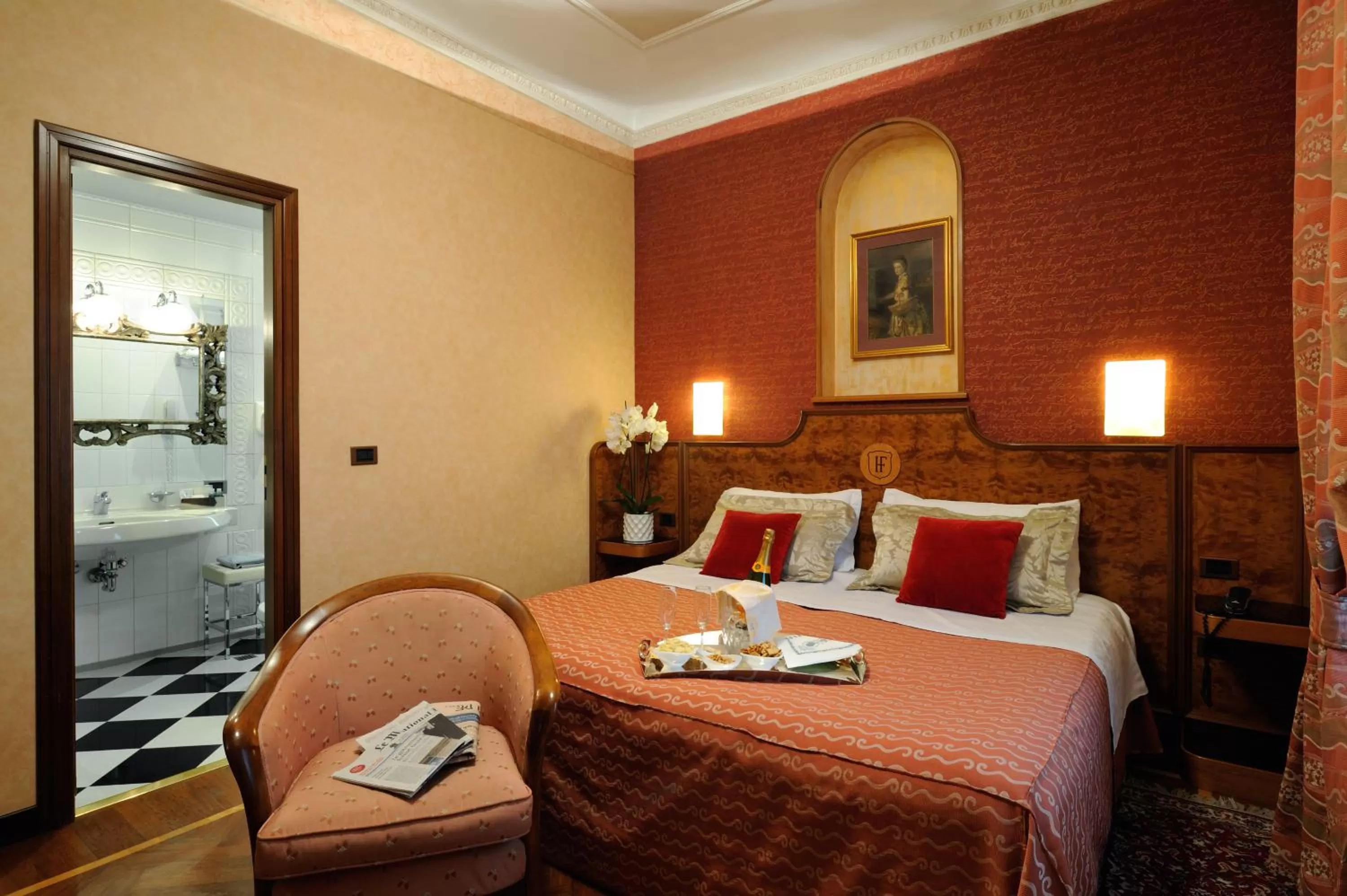 Bed in Hotel Farnese
