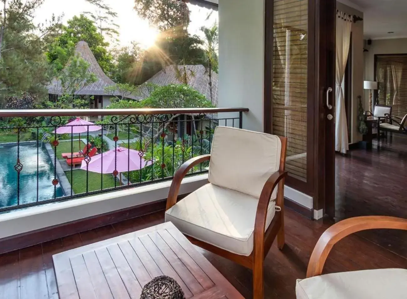 Seating area, Balcony/Terrace in Suara Air Luxury Villa Ubud