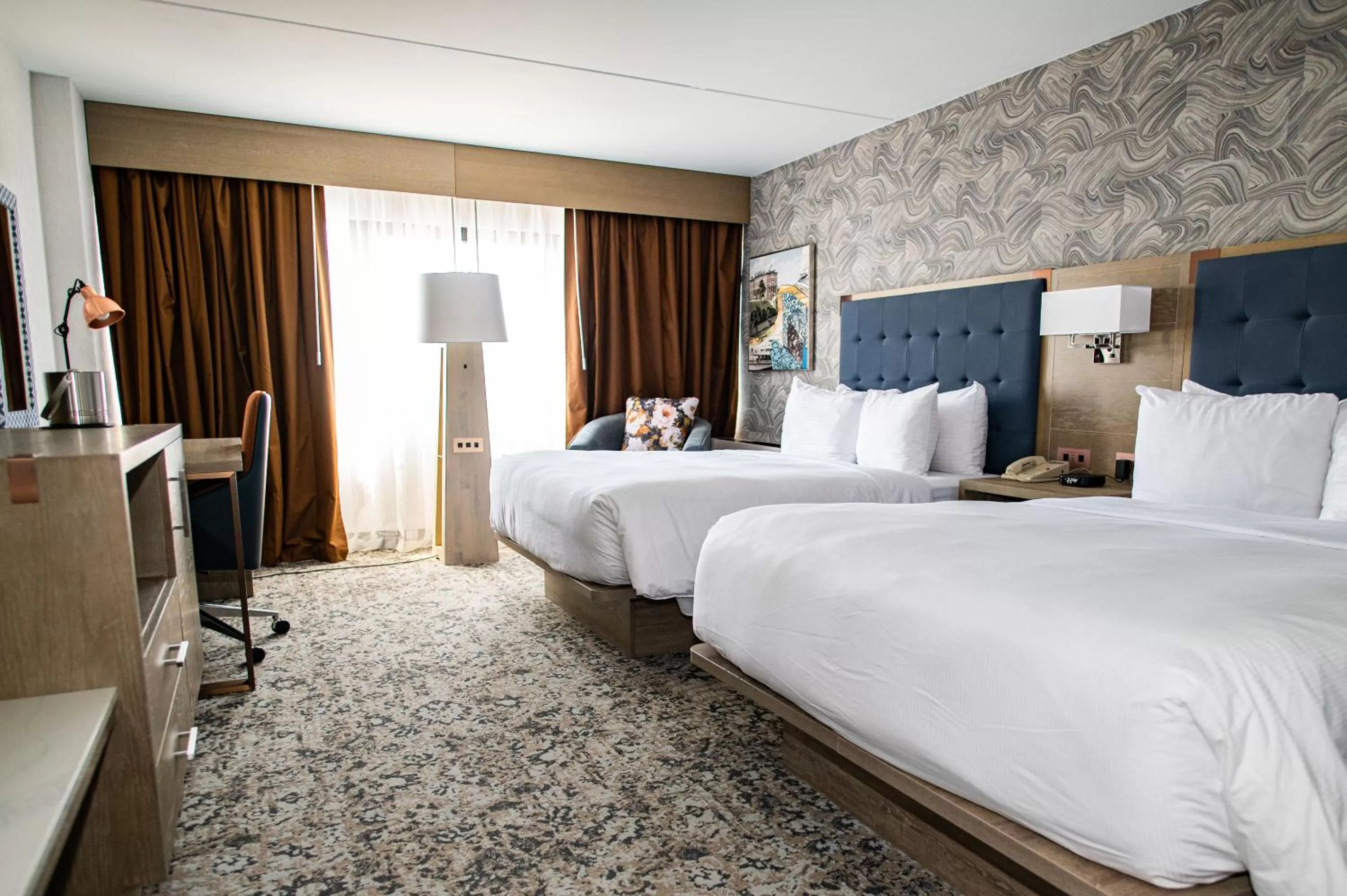 Bed in The Poughkeepsie Grand Hotel