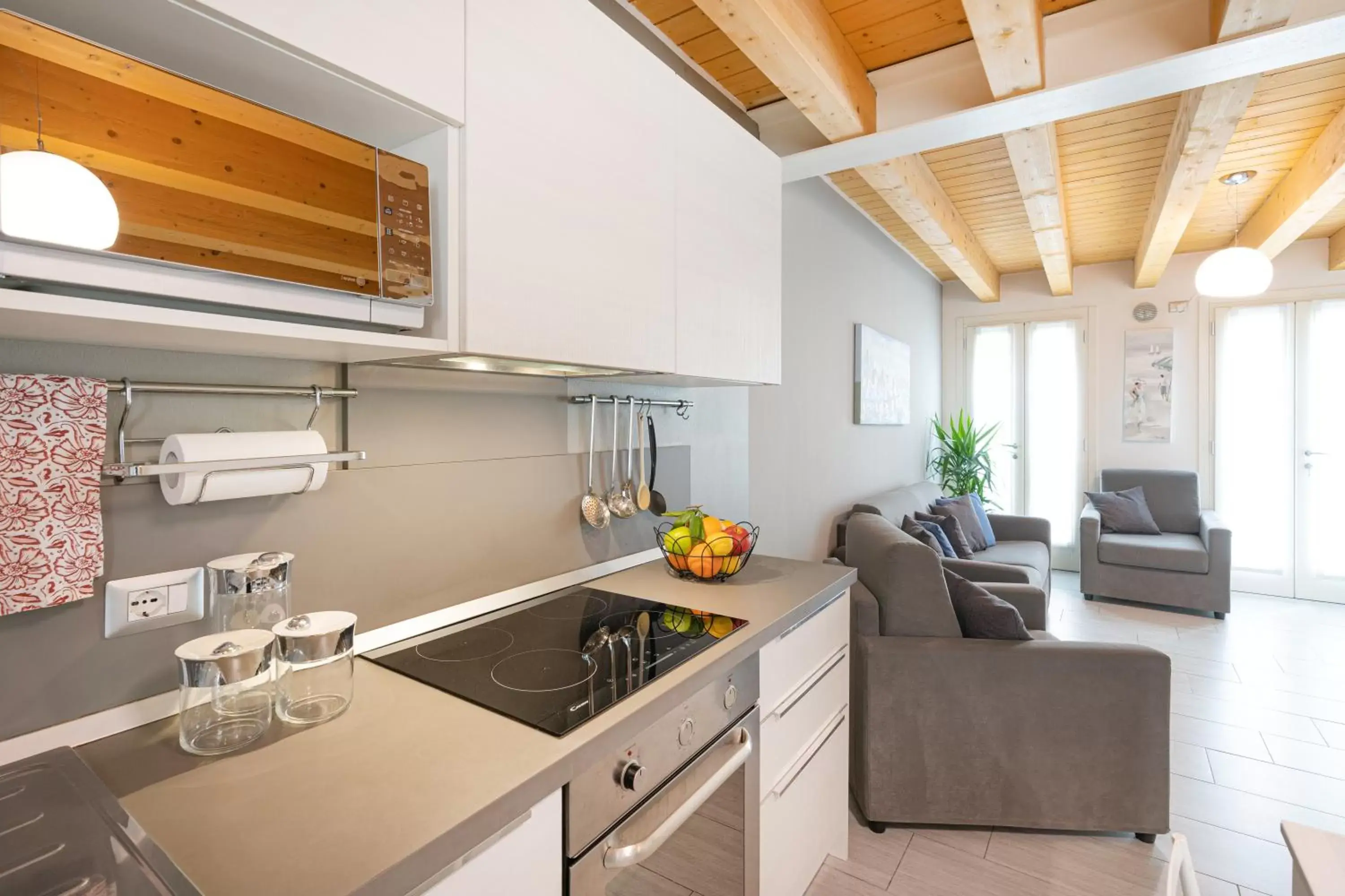 Living room, Kitchen/Kitchenette in Ca' Degli Antichi Giardini Apartments