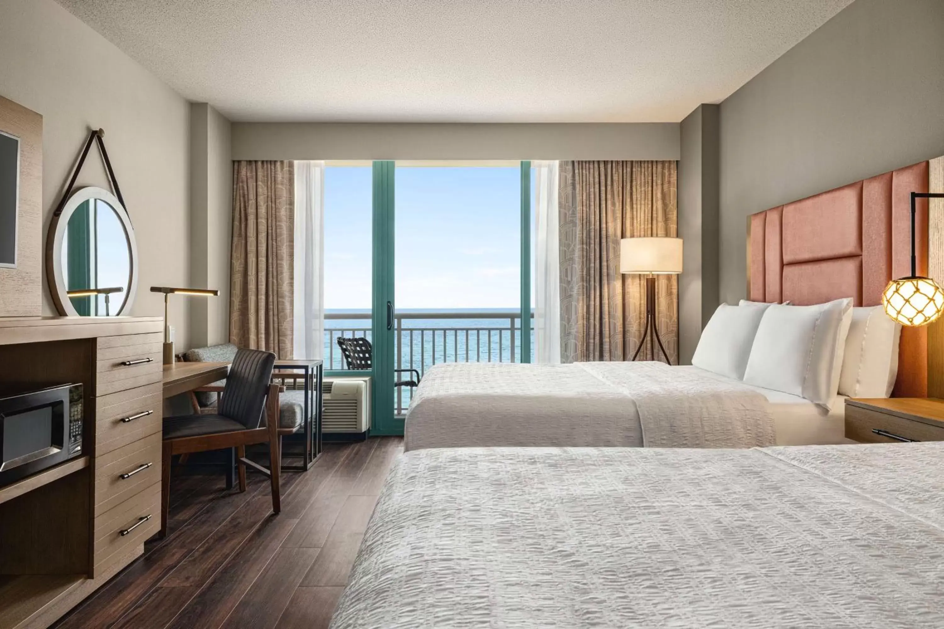 Queen Room with Two Queen Beds and Bath Tub - Partial Ocean View - Floor 2 in Hampton Inn Virginia Beach-Oceanfront South Queen Room with Two Queen Beds and Bath Tub - Partial Ocean View - Floor 2 in Hampton Inn Virginia Beach-Oceanfront South