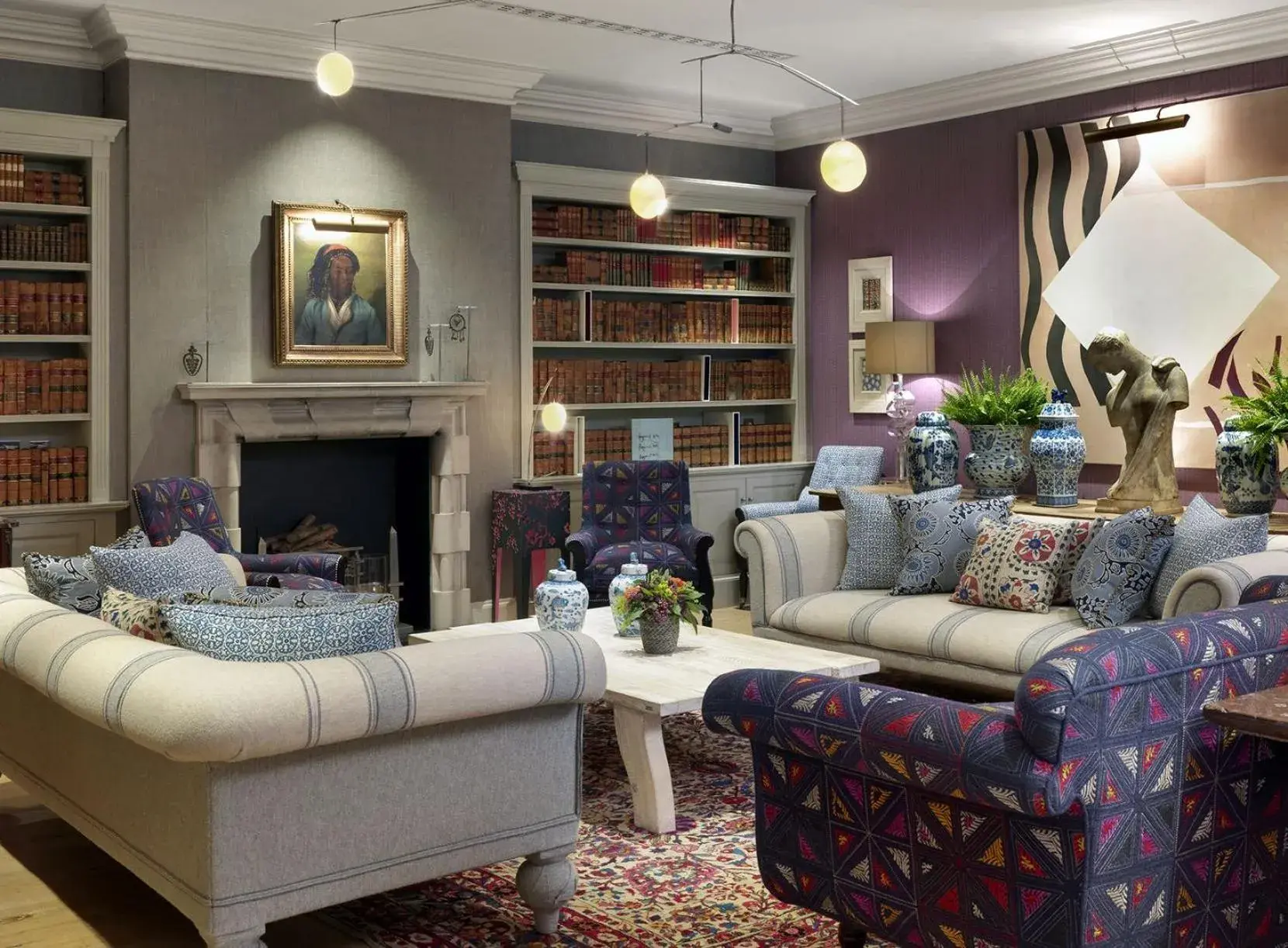 Library, Seating Area in Haymarket Hotel, Firmdale Hotels