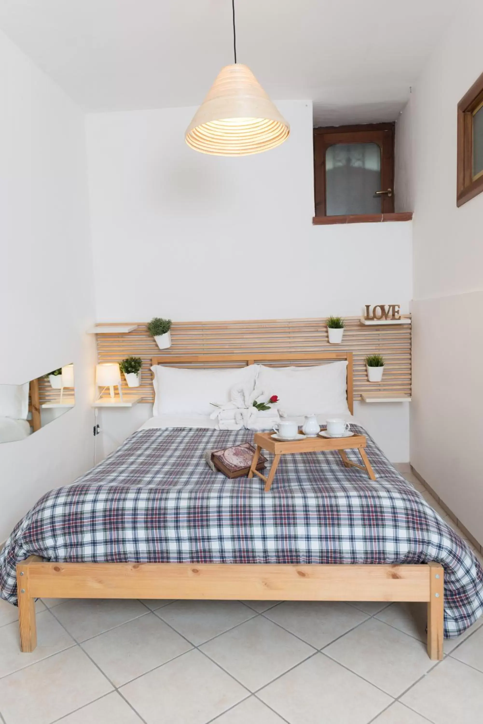 Bed in loft style taverna