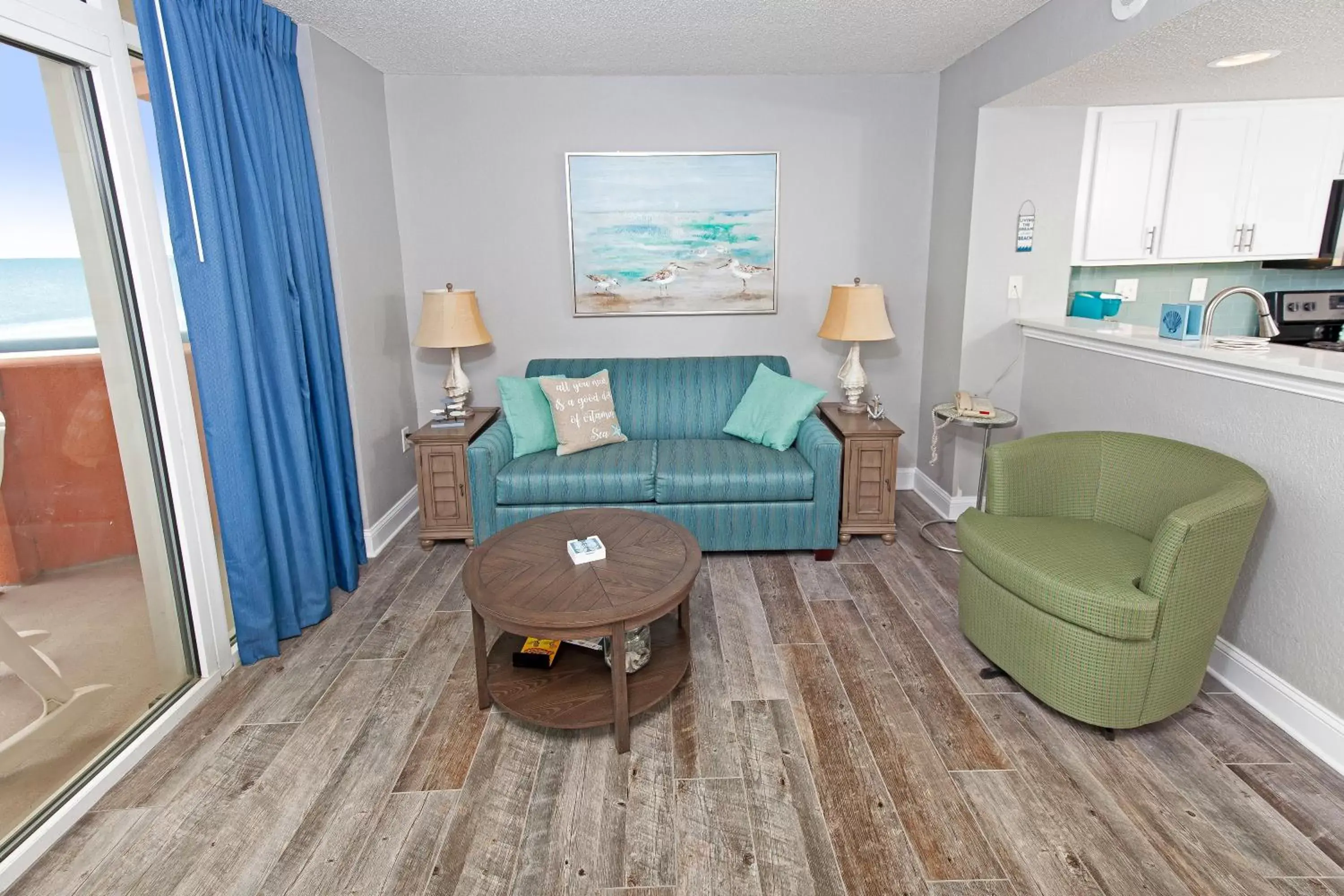 Living room, Seating Area in Beach Vacation Condos South