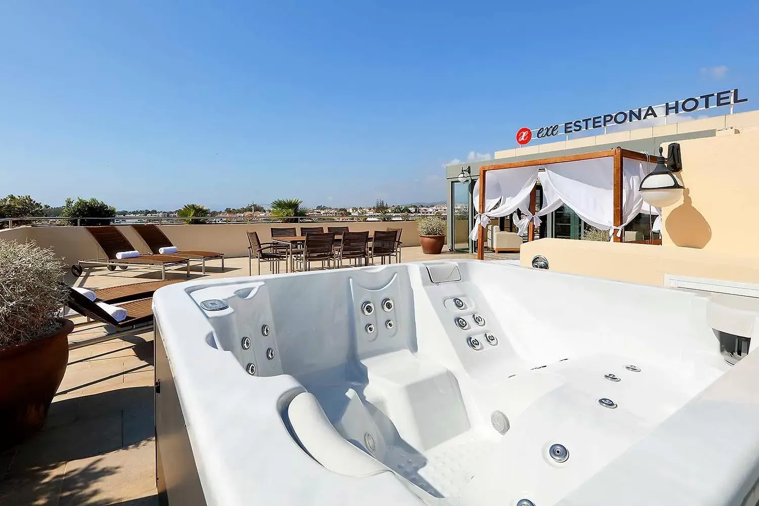 Balcony/Terrace, Bathroom in Exe Estepona Thalasso & Spa- Adults Only