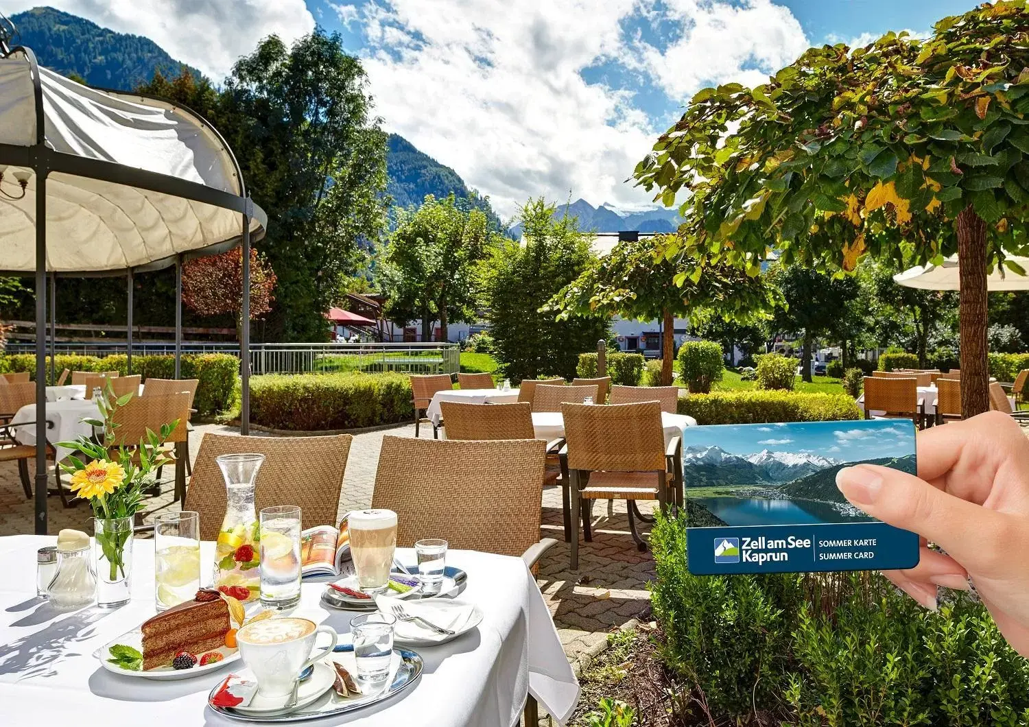 Patio, Restaurant/Places to Eat in Das Alpenhaus Kaprun
