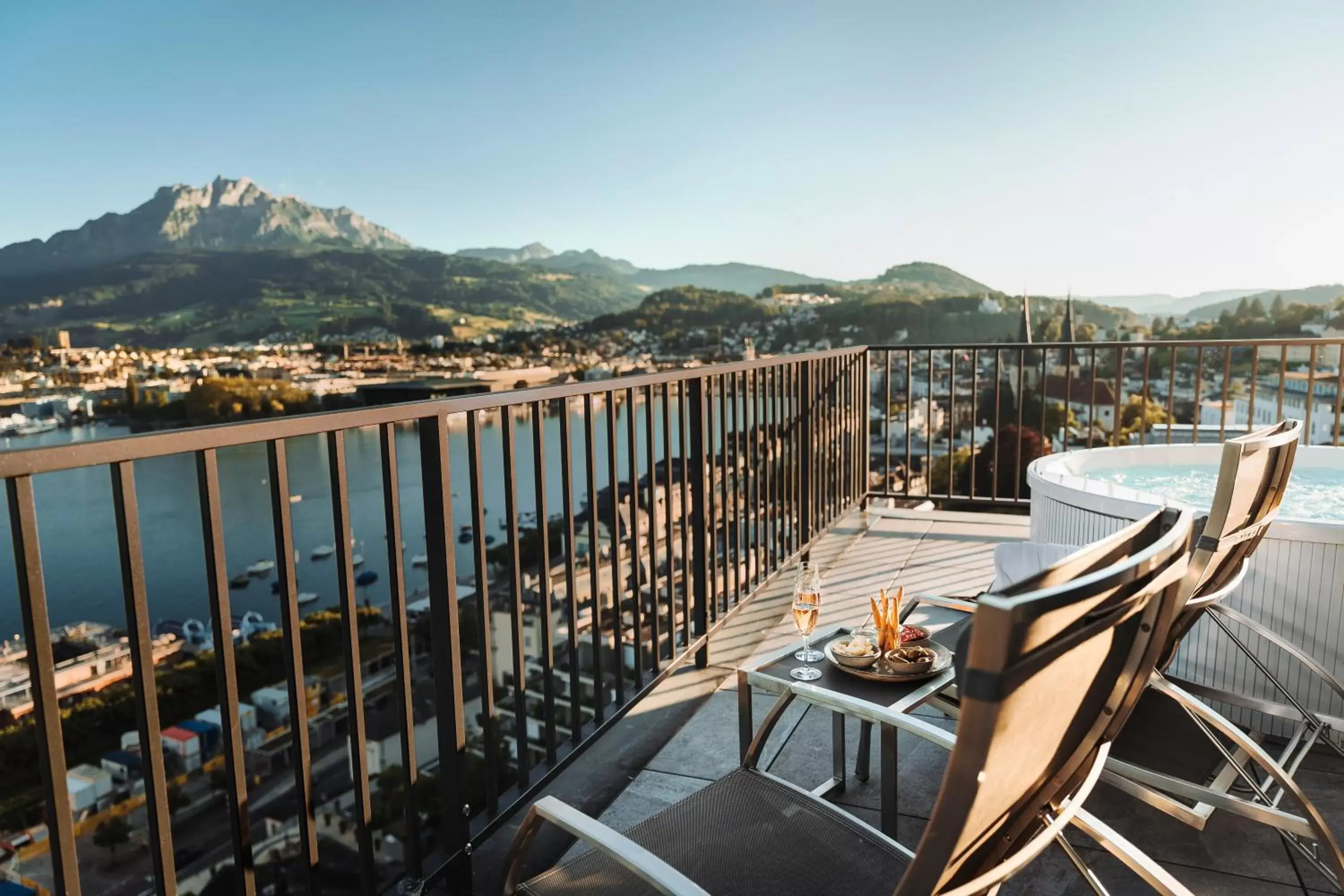 Balcony/Terrace in Art Deco Hotel Montana Luzern