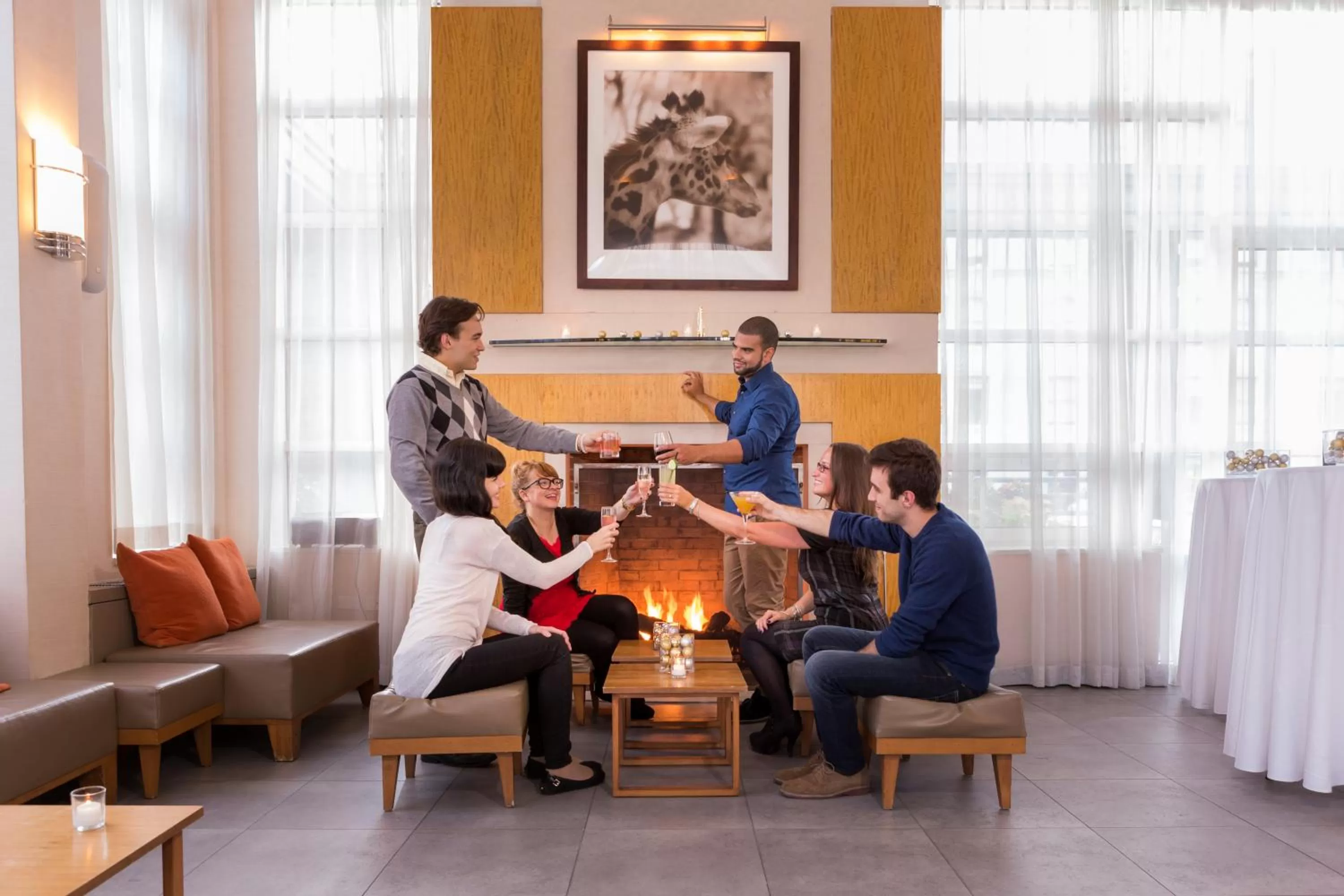 group of guests in Hotel Giraffe by Library Hotel Collection