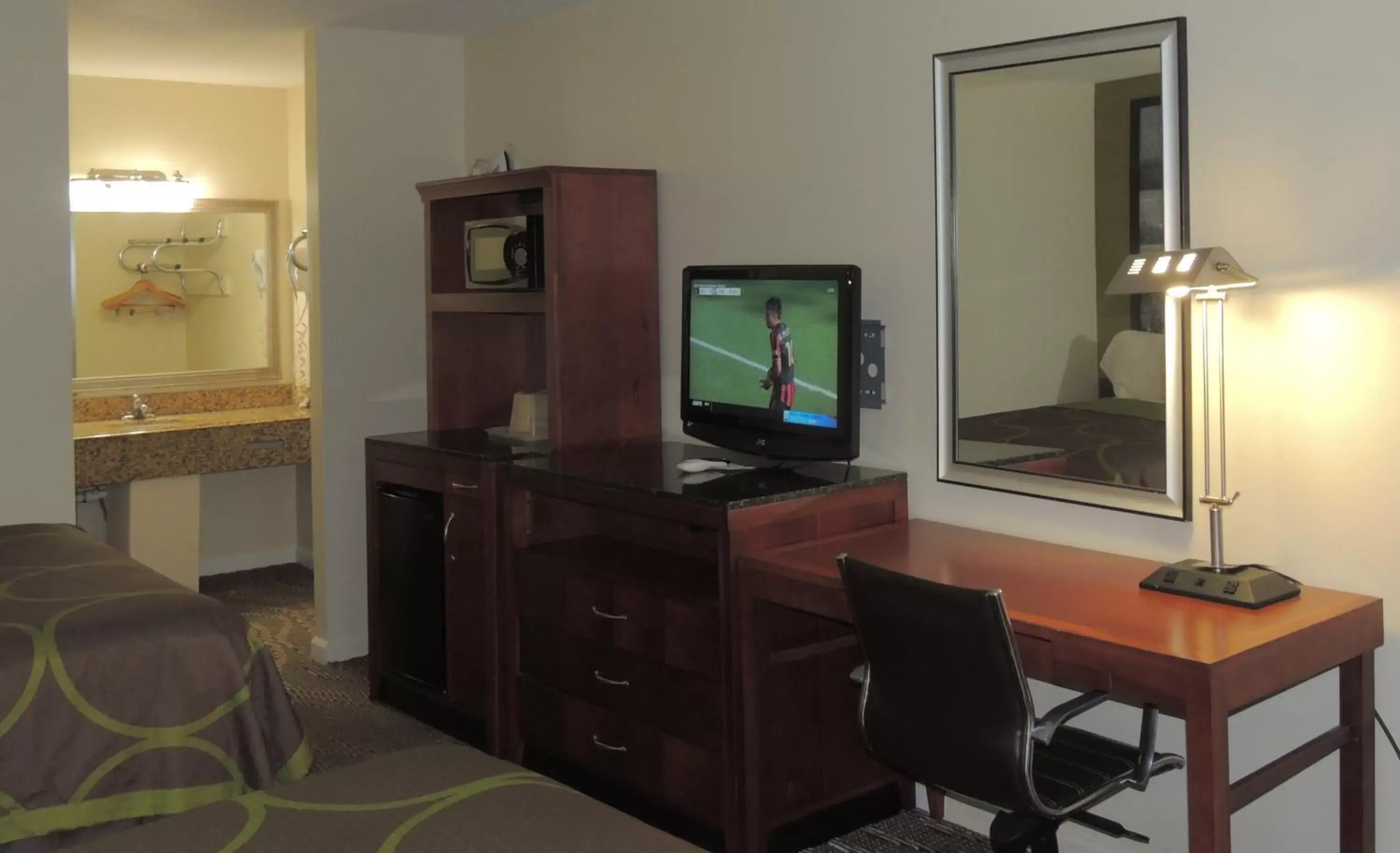 Bedroom, TV/Entertainment Center in Super 8 by Wyndham Mifflinville Near Bloomsburg