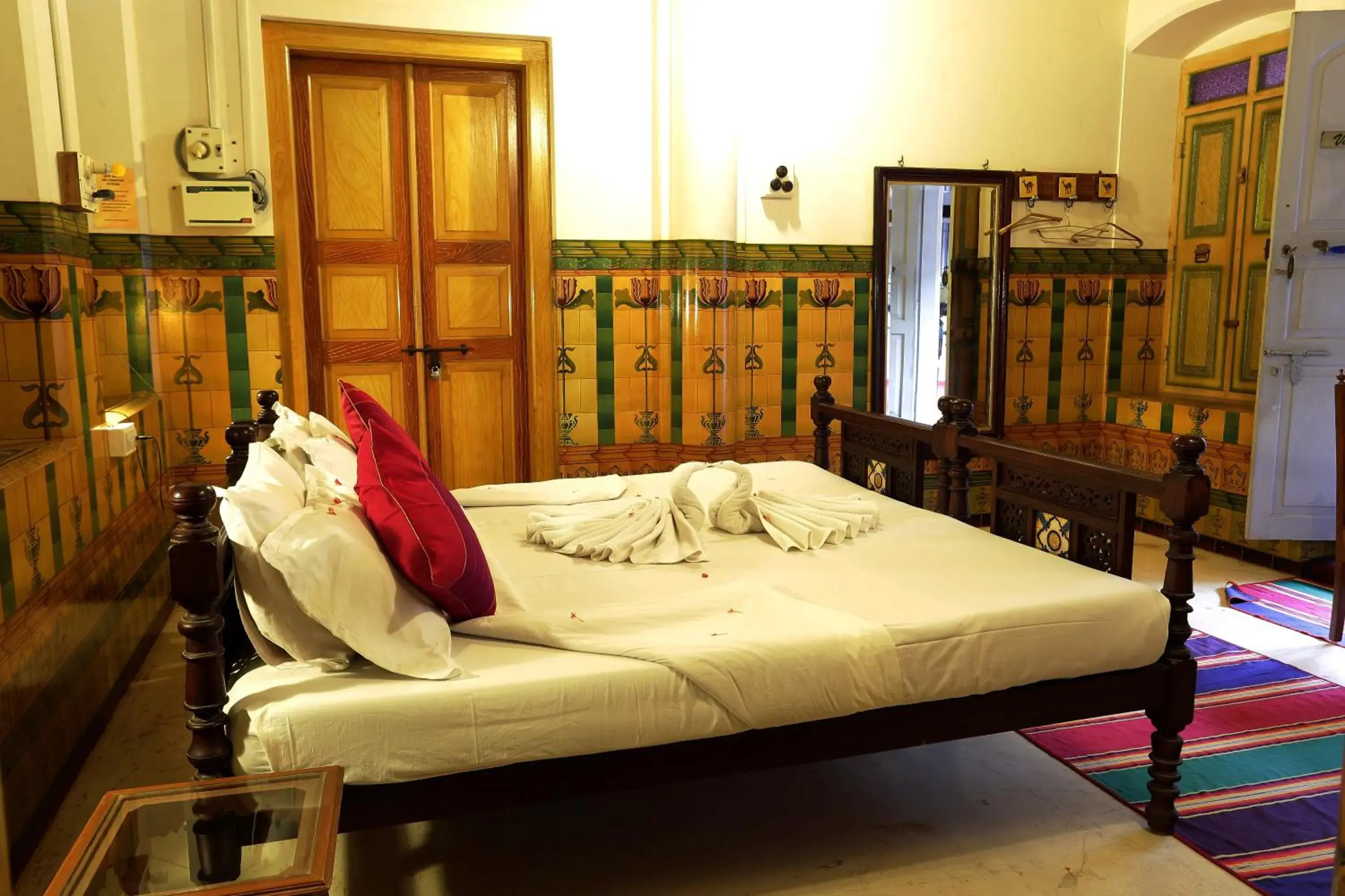 Bed in Chettinadu Mansion – An Authentic Heritage Palace