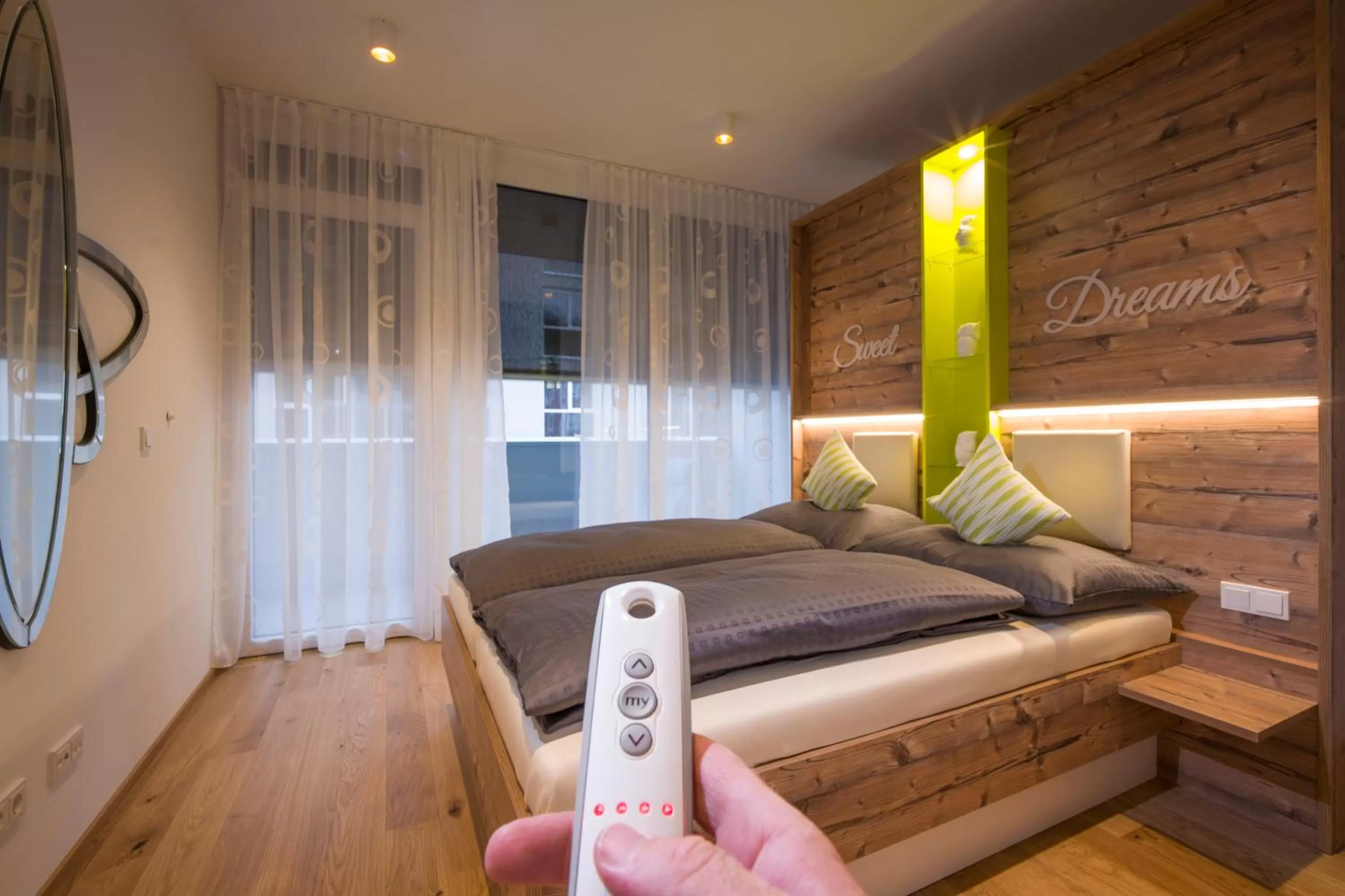 Bedroom, Seating Area in Private Living Apartments