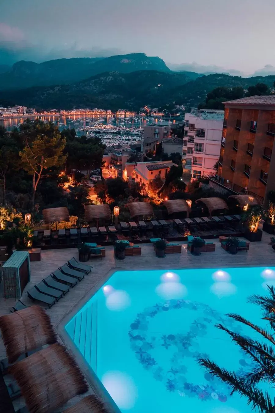 Night, Pool View in Bikini Island & Mountain Port de Soller "Adults only"