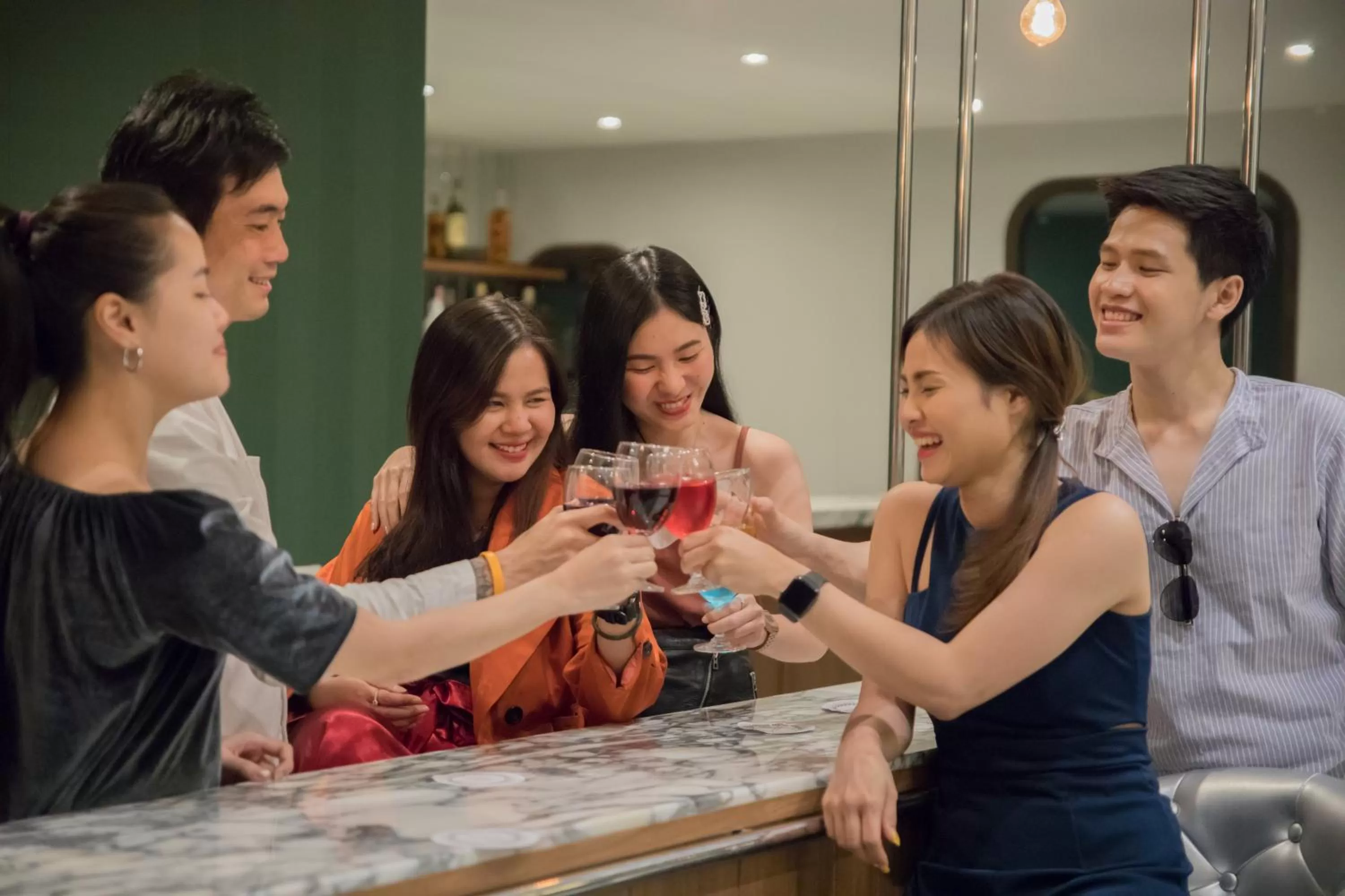 group of guests in Justice Hotel