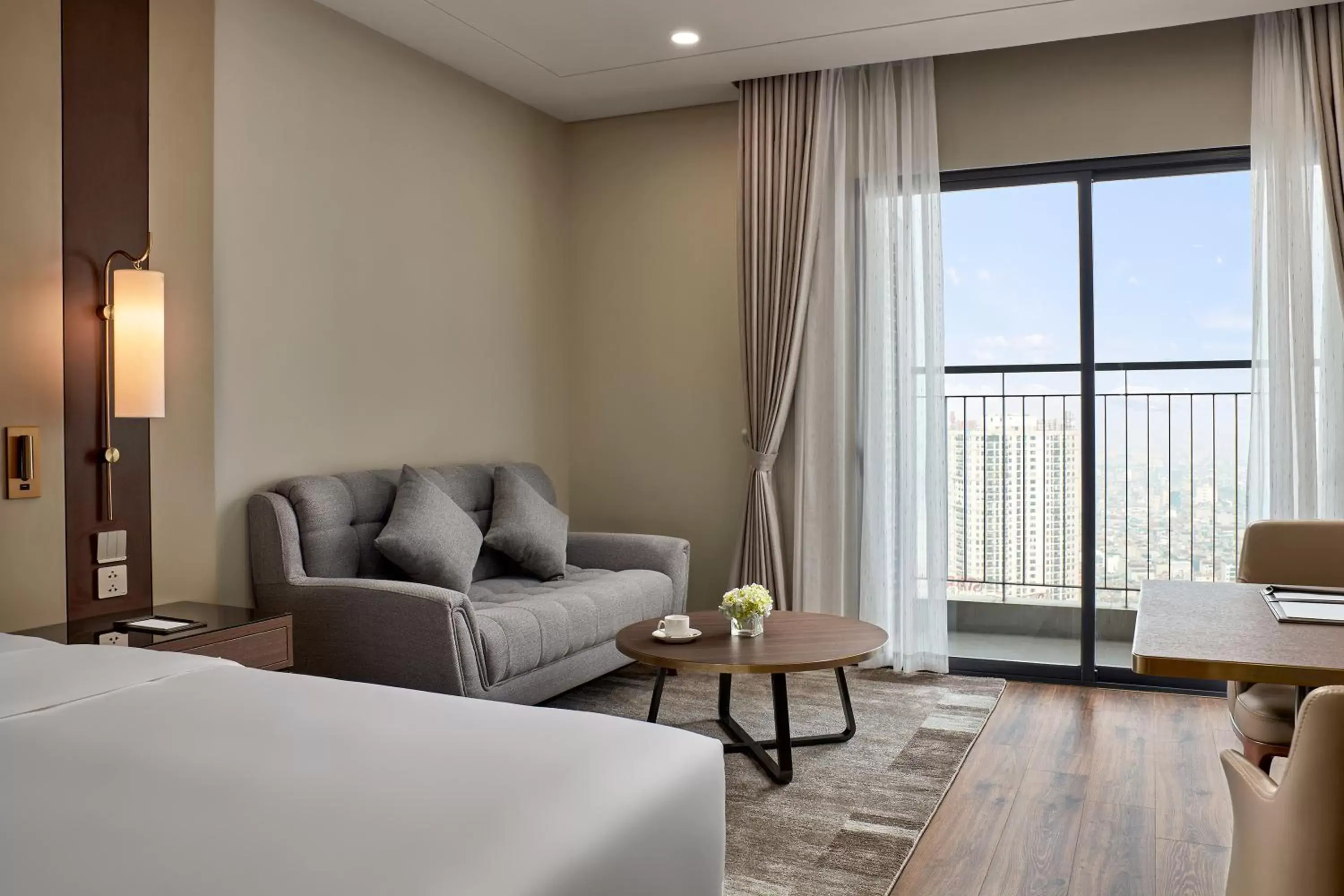 Balcony/Terrace, Bed in Grand K Hotel Suites Hanoi Balcony/Terrace, Bed in Grand K Hotel Suites Hanoi