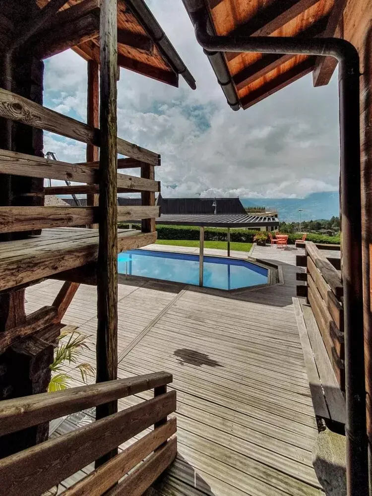 Pool View in Les Mazots du Clos