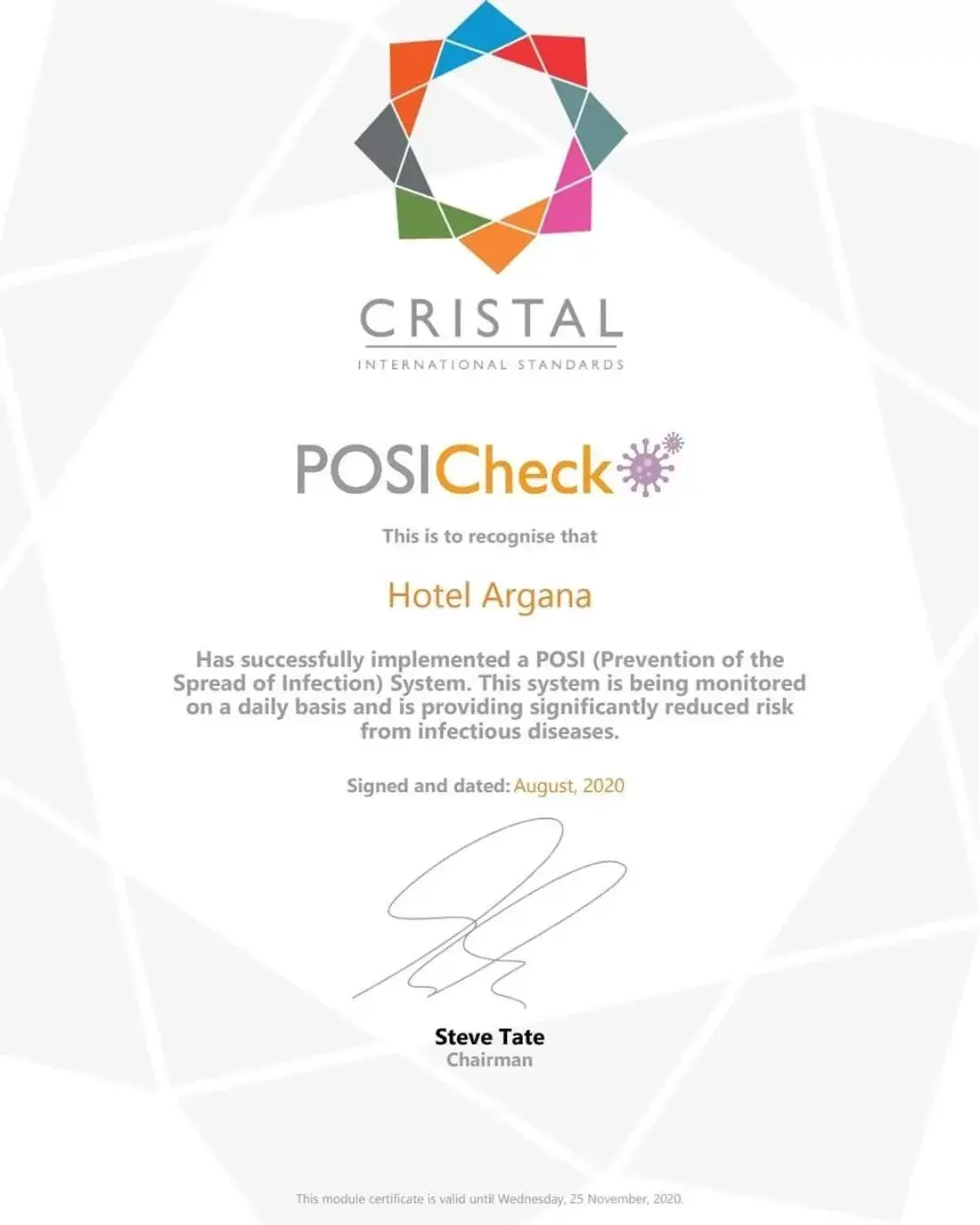 Certificate/Award in Hotel Argana Agadir