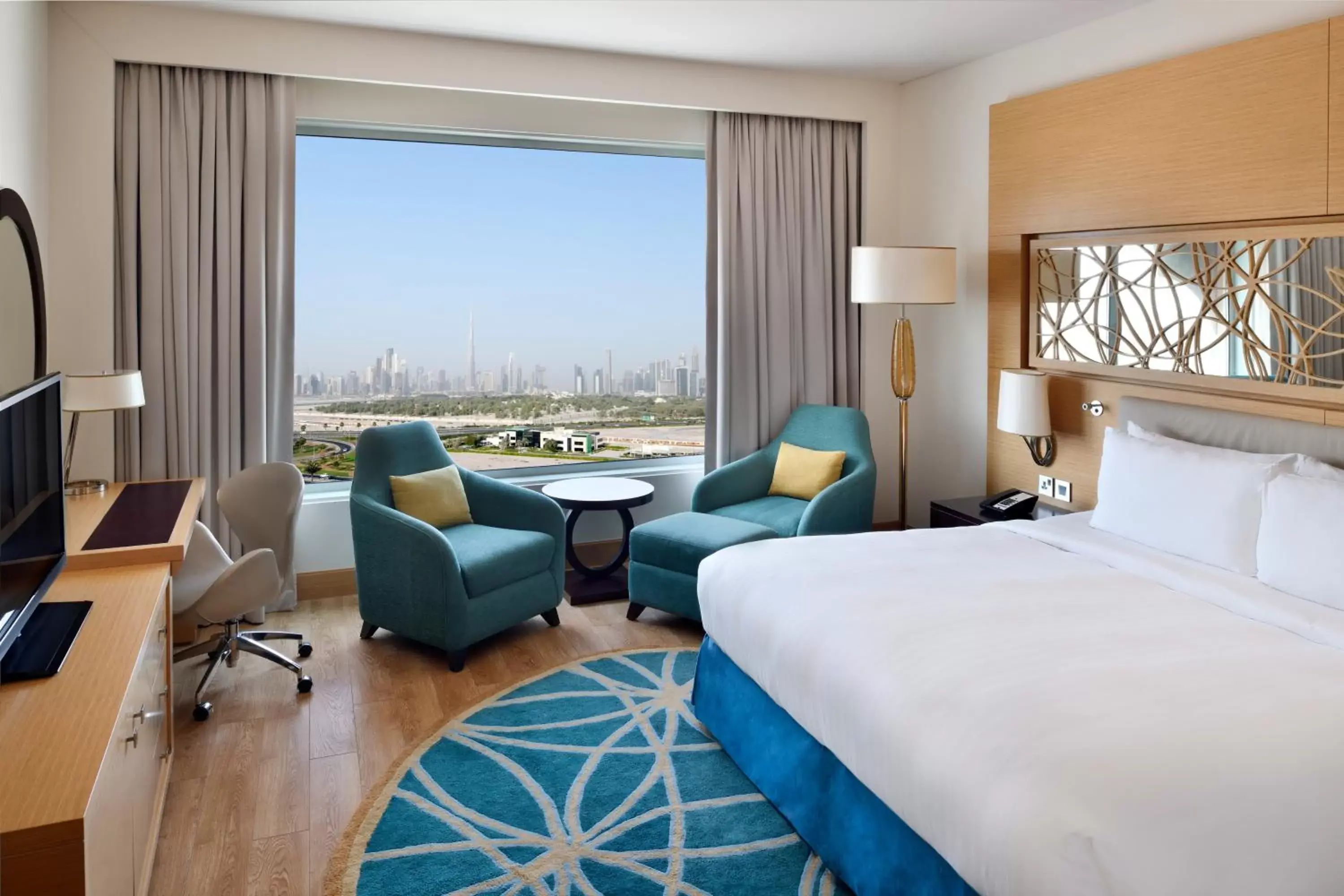Communal lounge/ TV room in Marriott Hotel, Al Jaddaf, Dubai