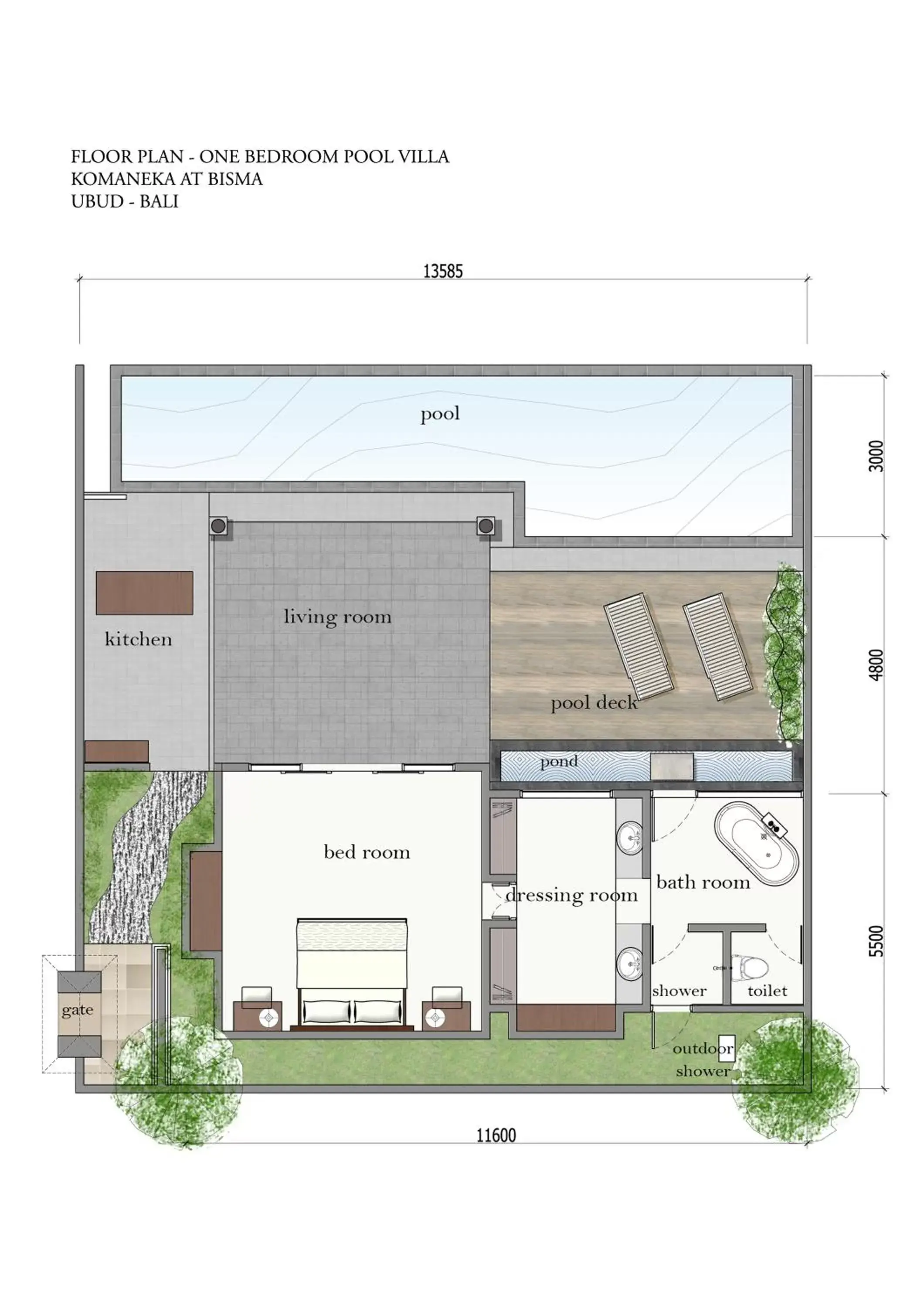 Garden, Floor Plan in Komaneka at Bisma Ubud