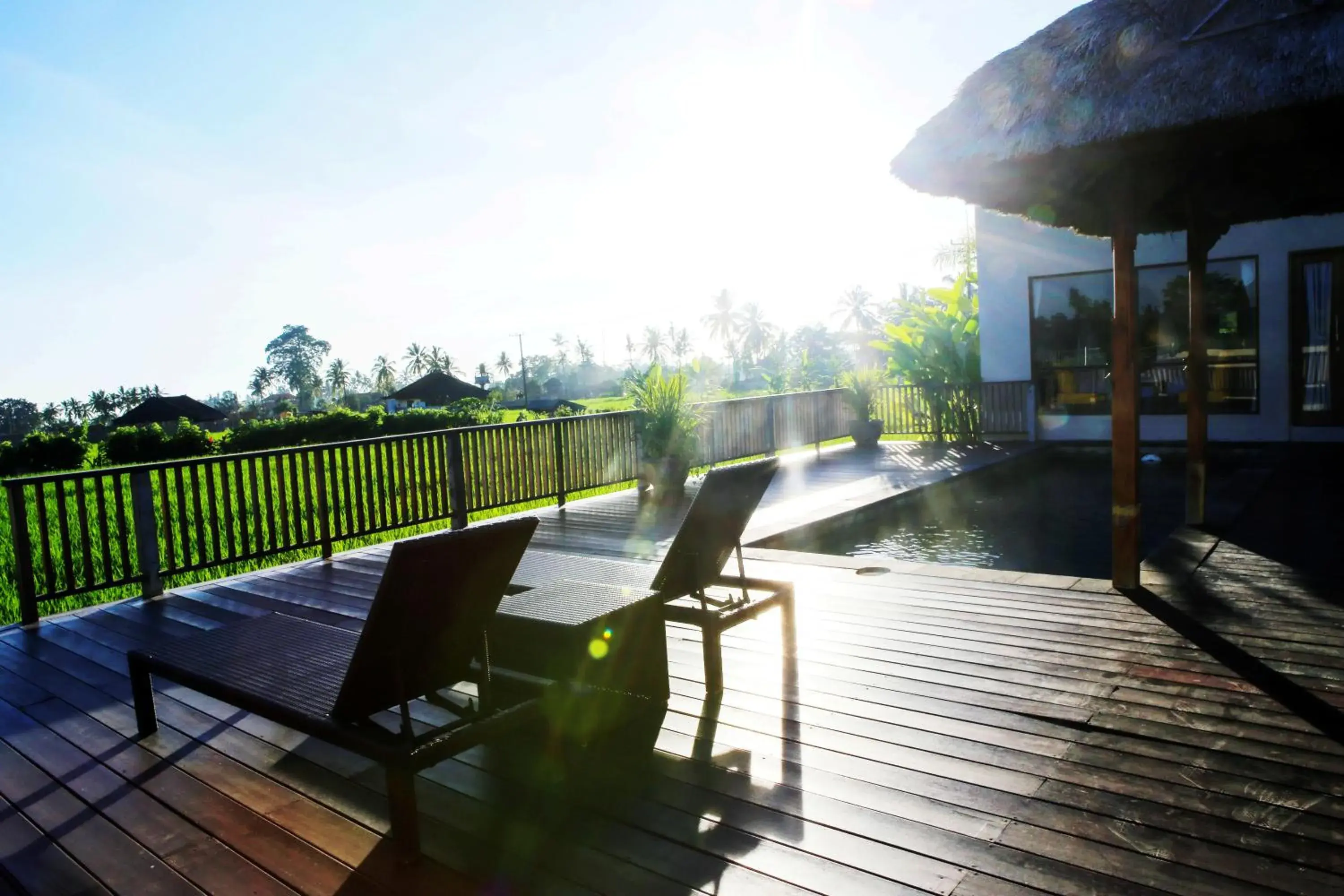 Balcony/Terrace, Swimming Pool in Alam Puisi Villa Ubud