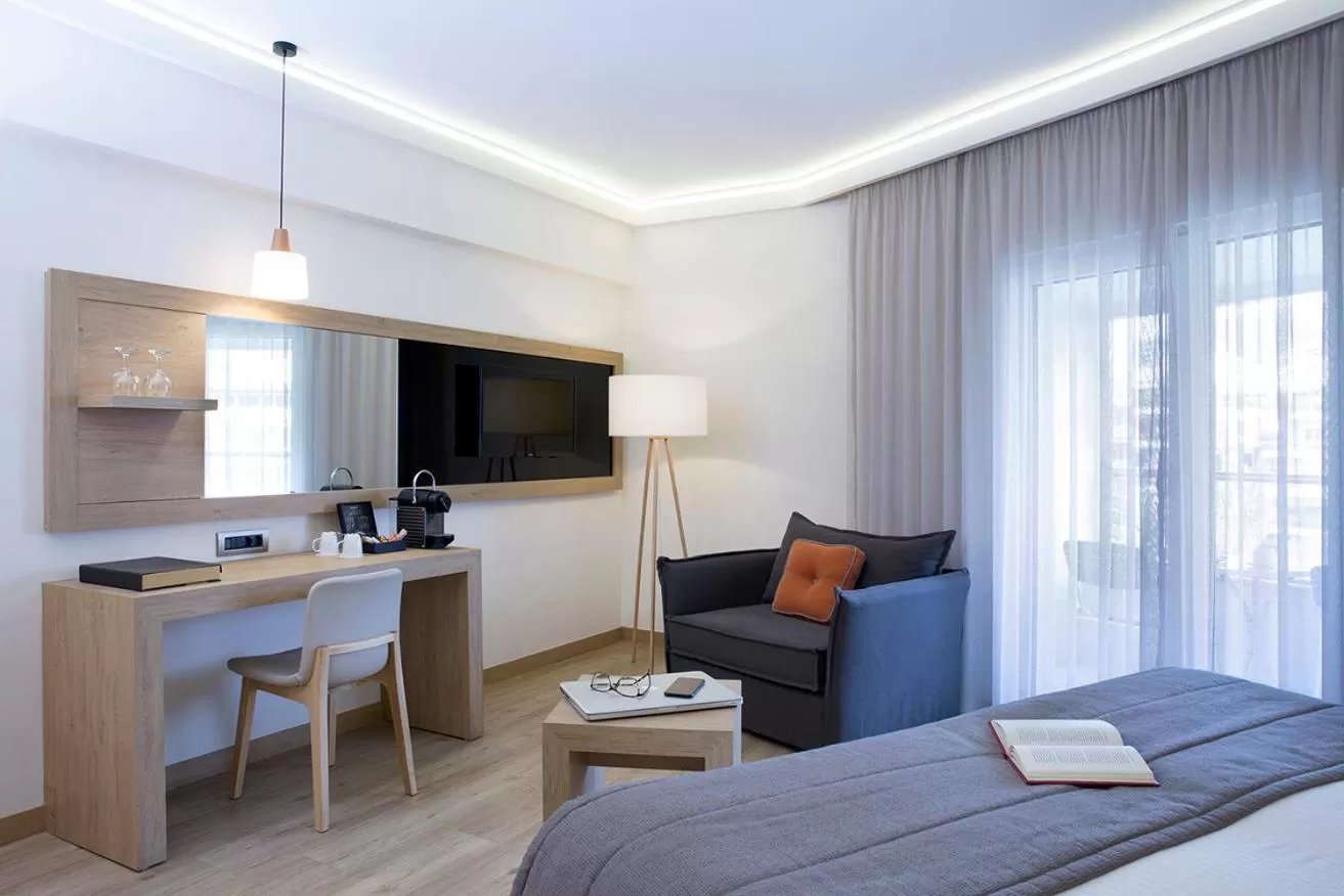 Bed in Golden Age Athens Hotel