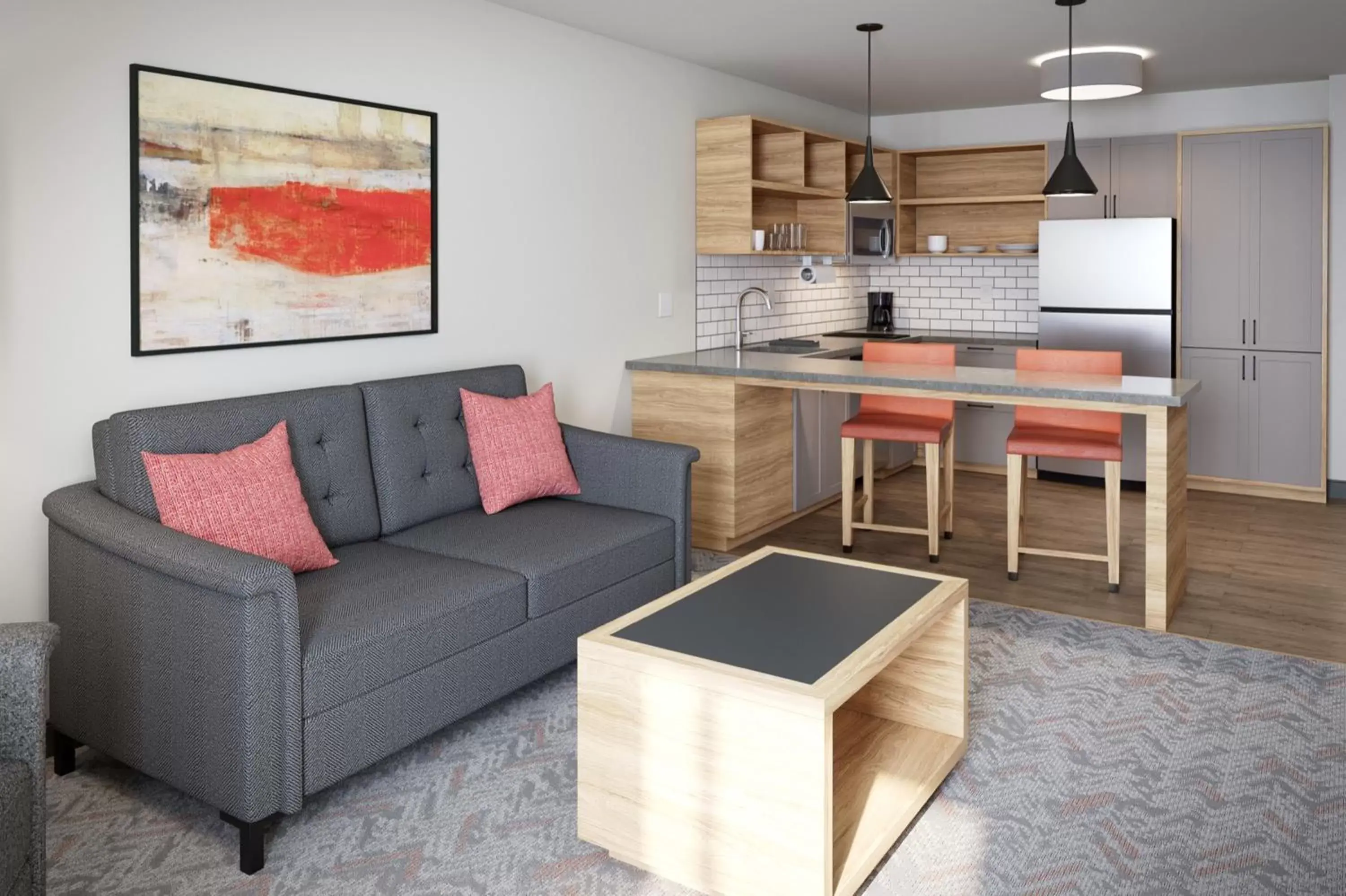 Kitchen or kitchenette, Seating Area in Candlewood Suites - San Antonio - Schertz, an IHG Hotel