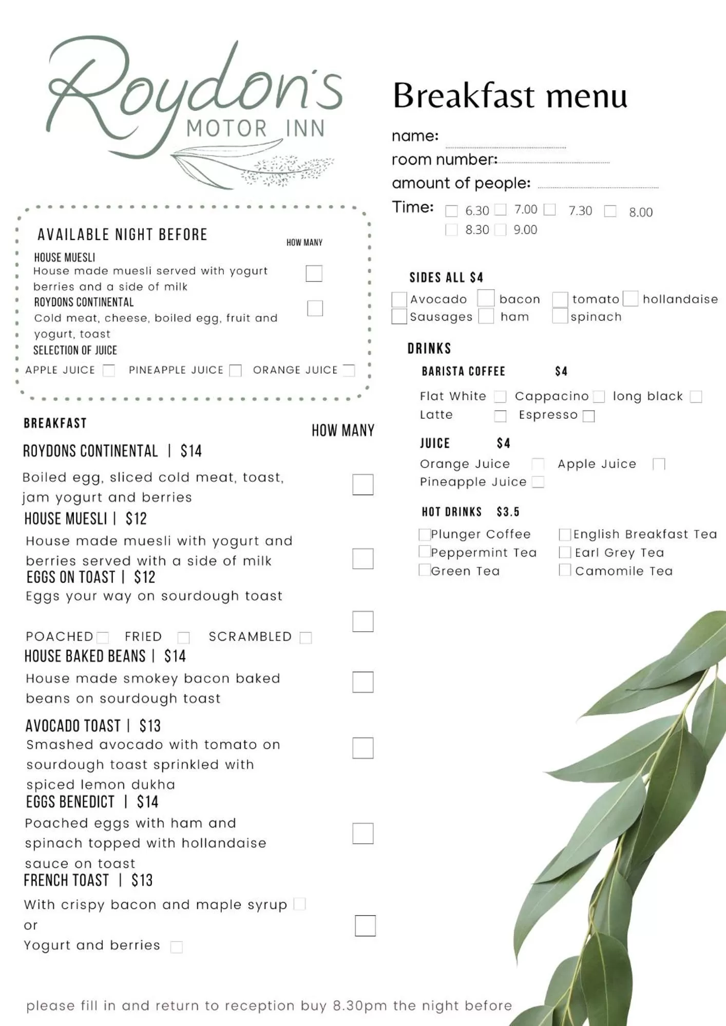 Food in Roydons Motor Inn