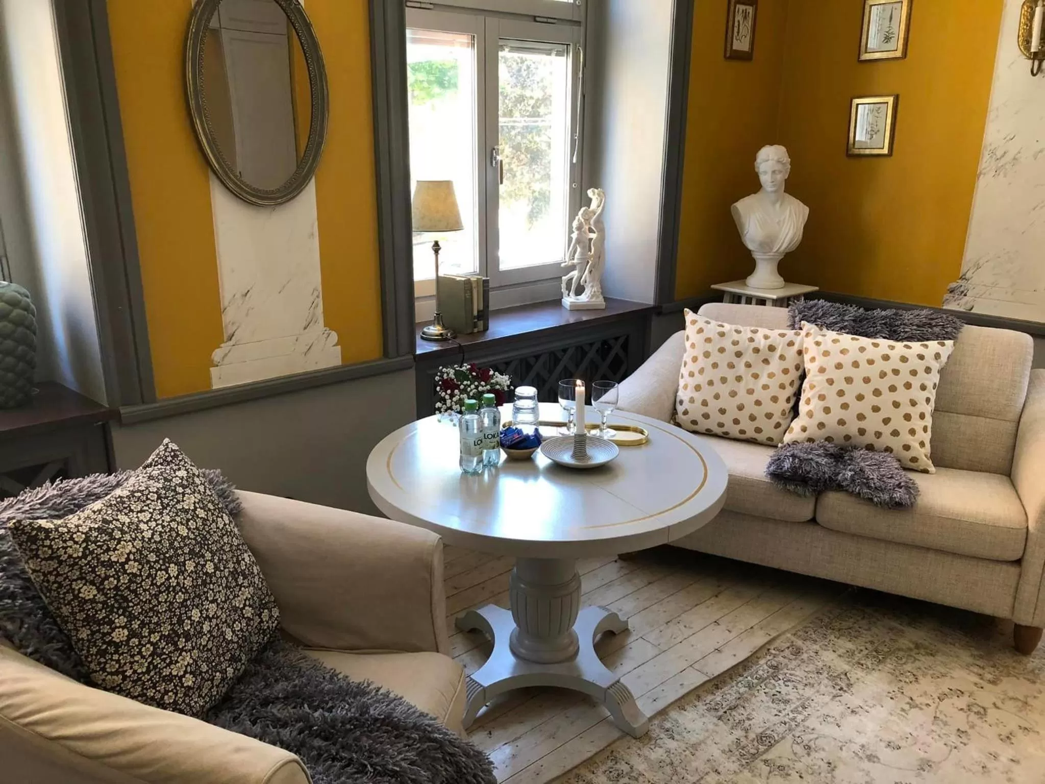 Seating area in Strand Hotel