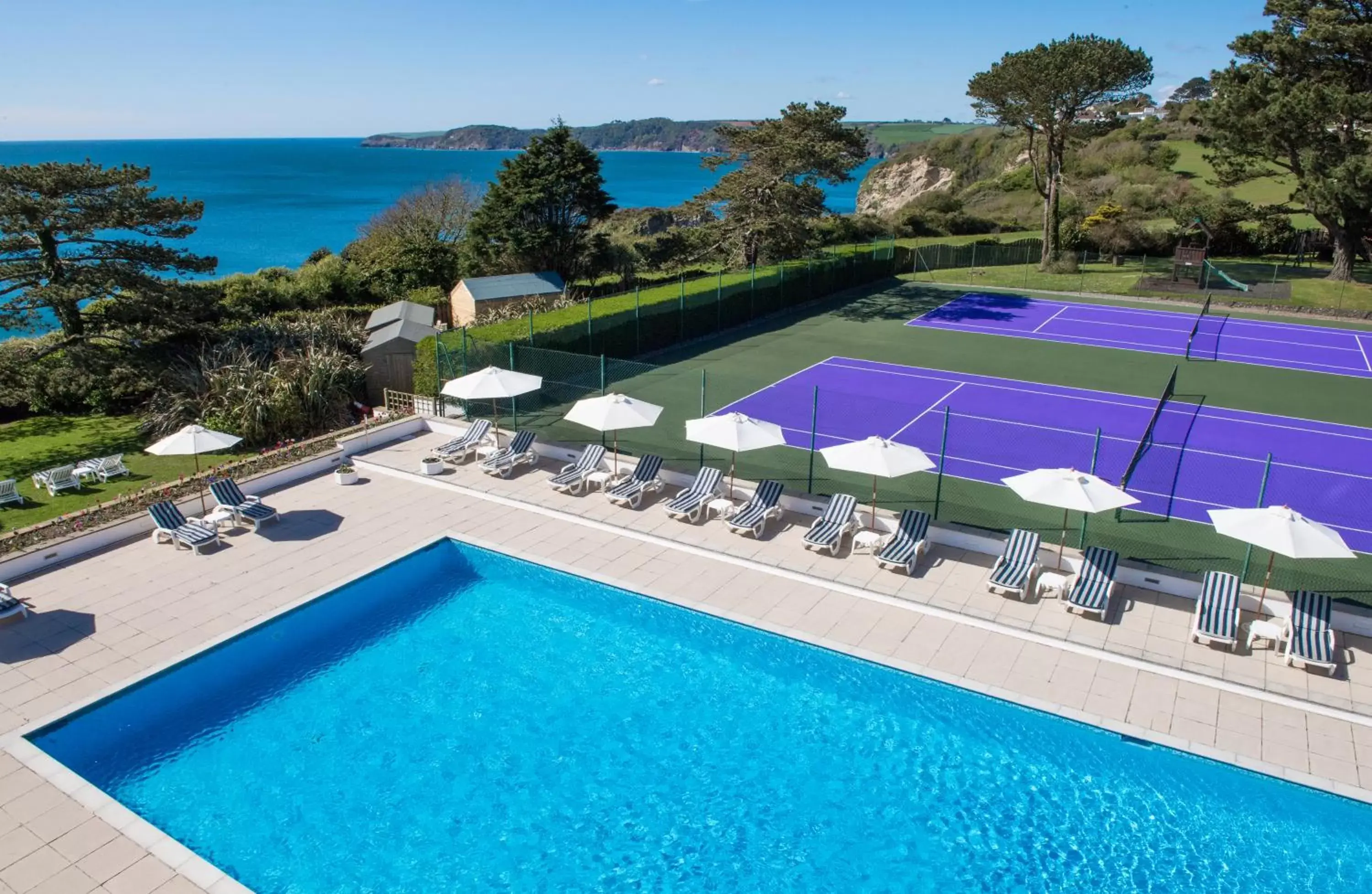 Balcony/Terrace, Pool View in The Carlyon Bay Hotel and Spa