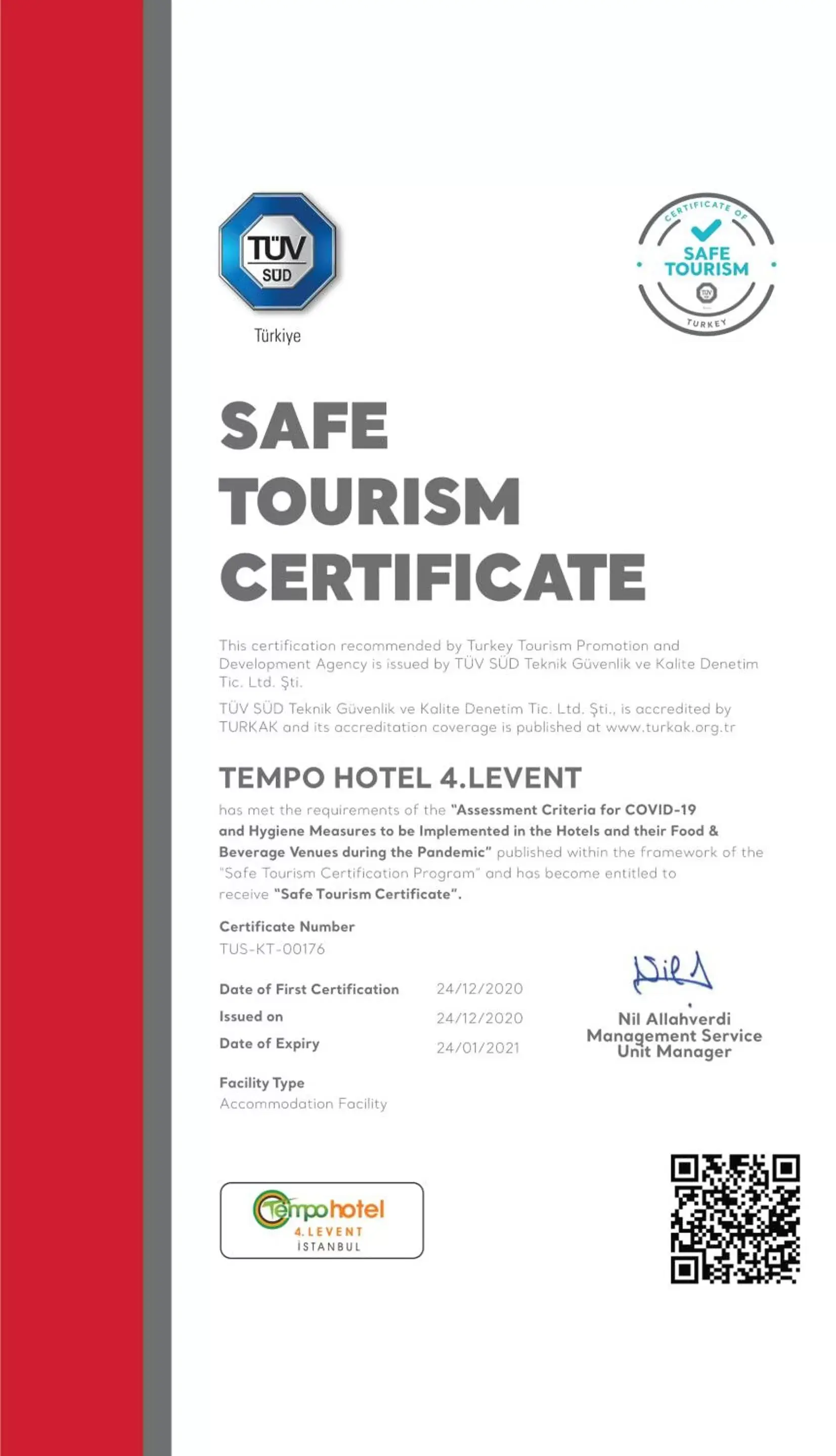 Logo/Certificate/Sign in Tempo Hotel 4Levent