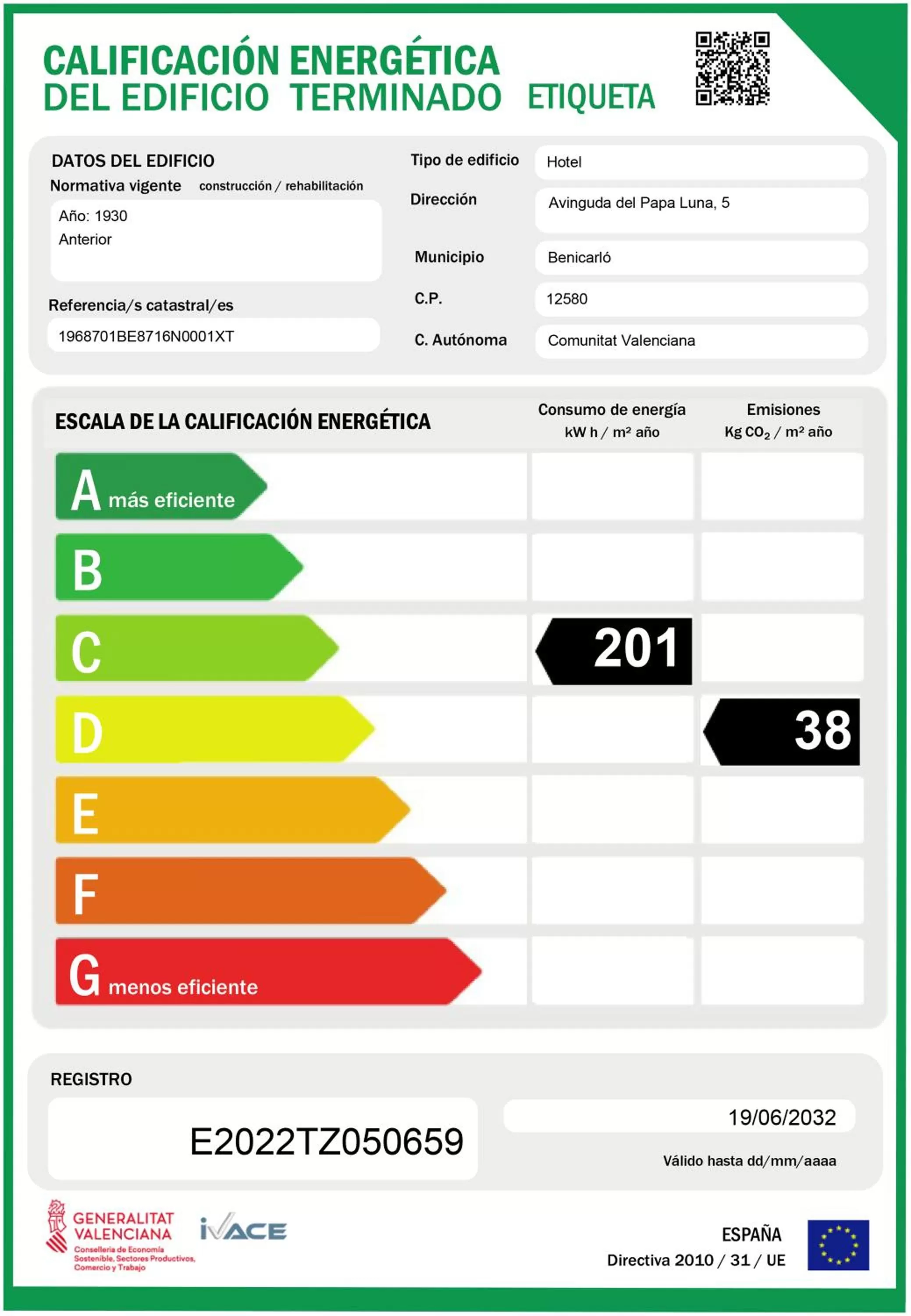 Logo/Certificate/Sign in Parador de Benicarló