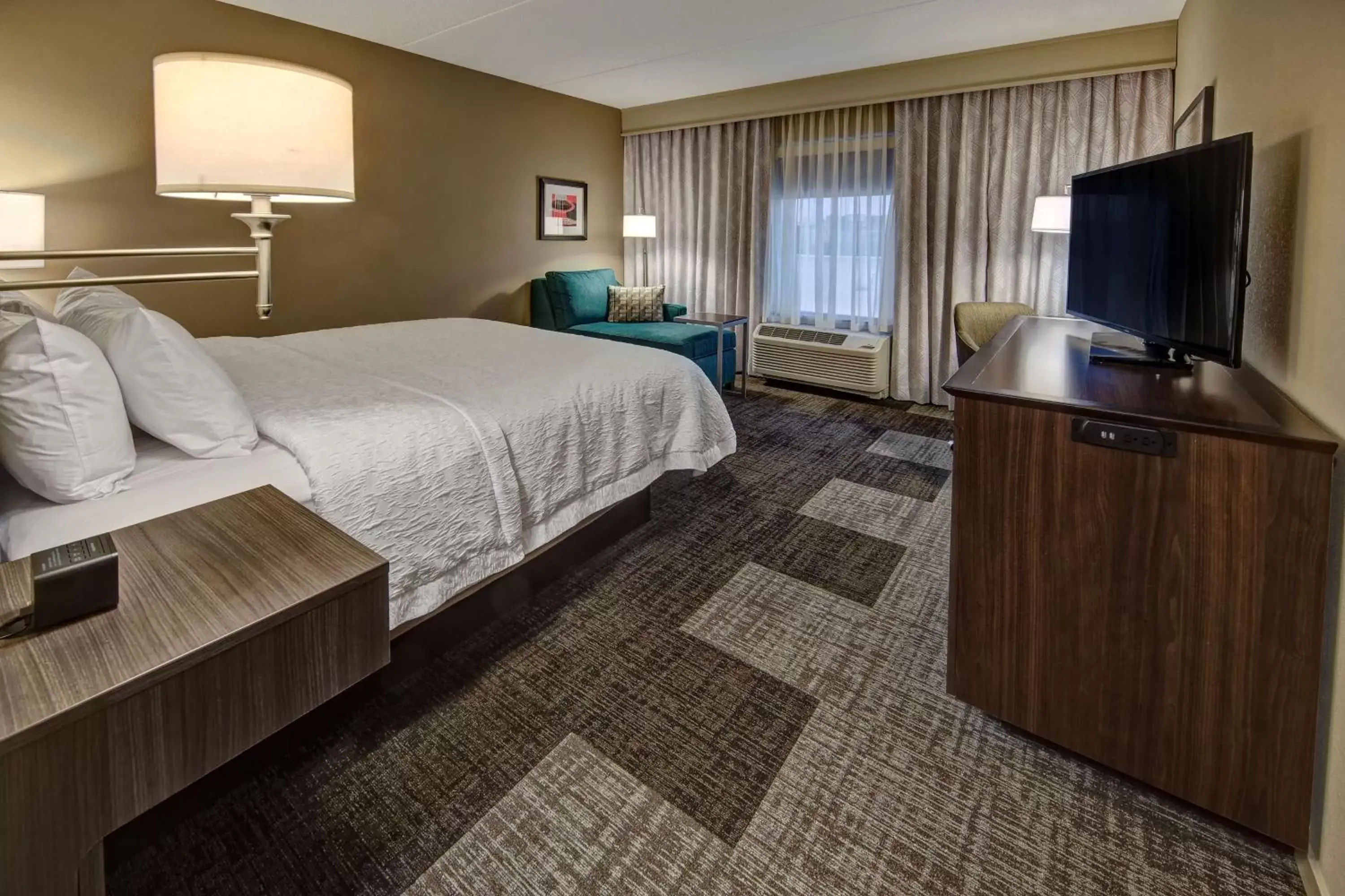 Bed, TV/Entertainment Center in Hampton Inn & Suites By Hilton Nashville Hendersonville Tn