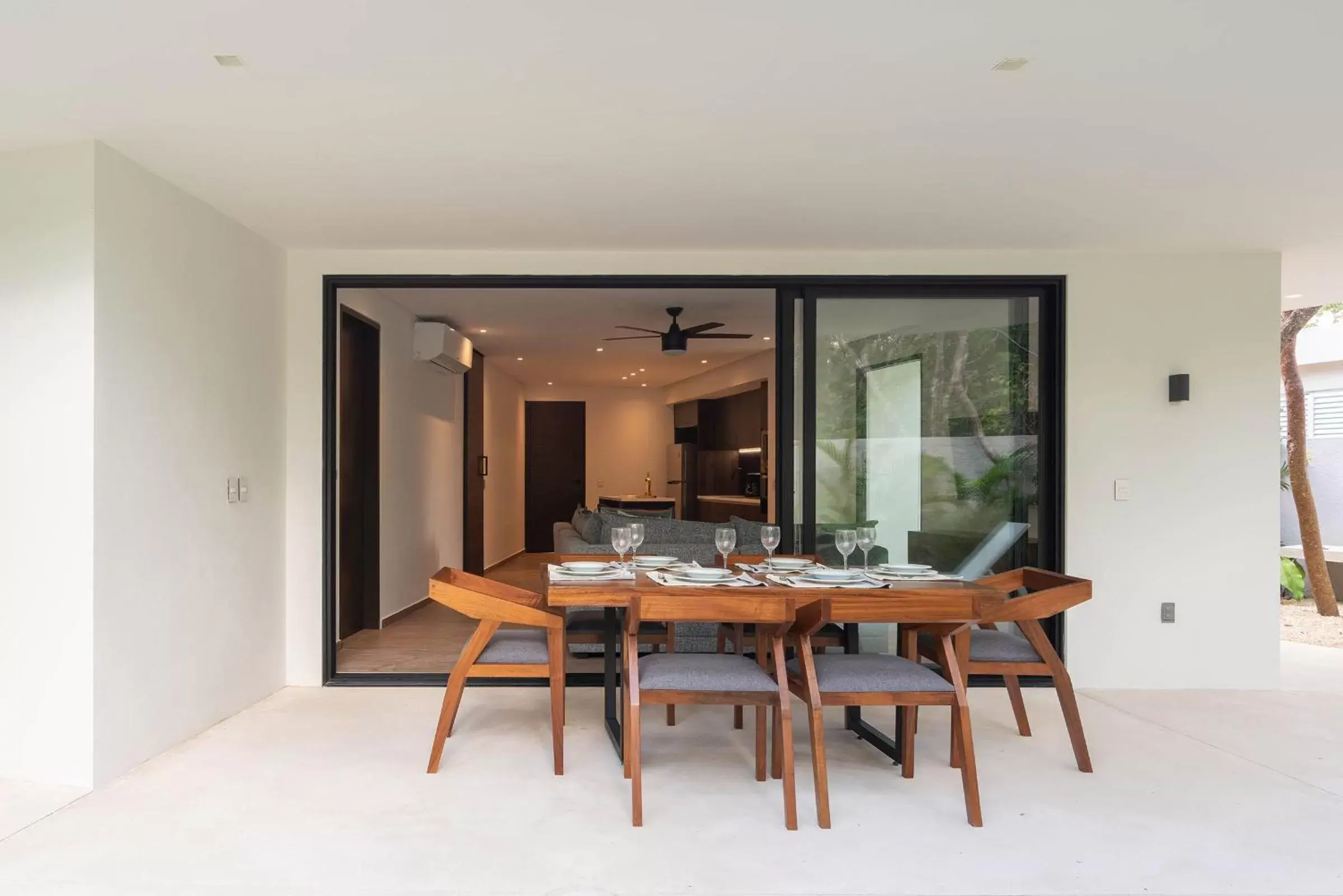 Patio, Dining Area in Suites at TreeTops Tulum