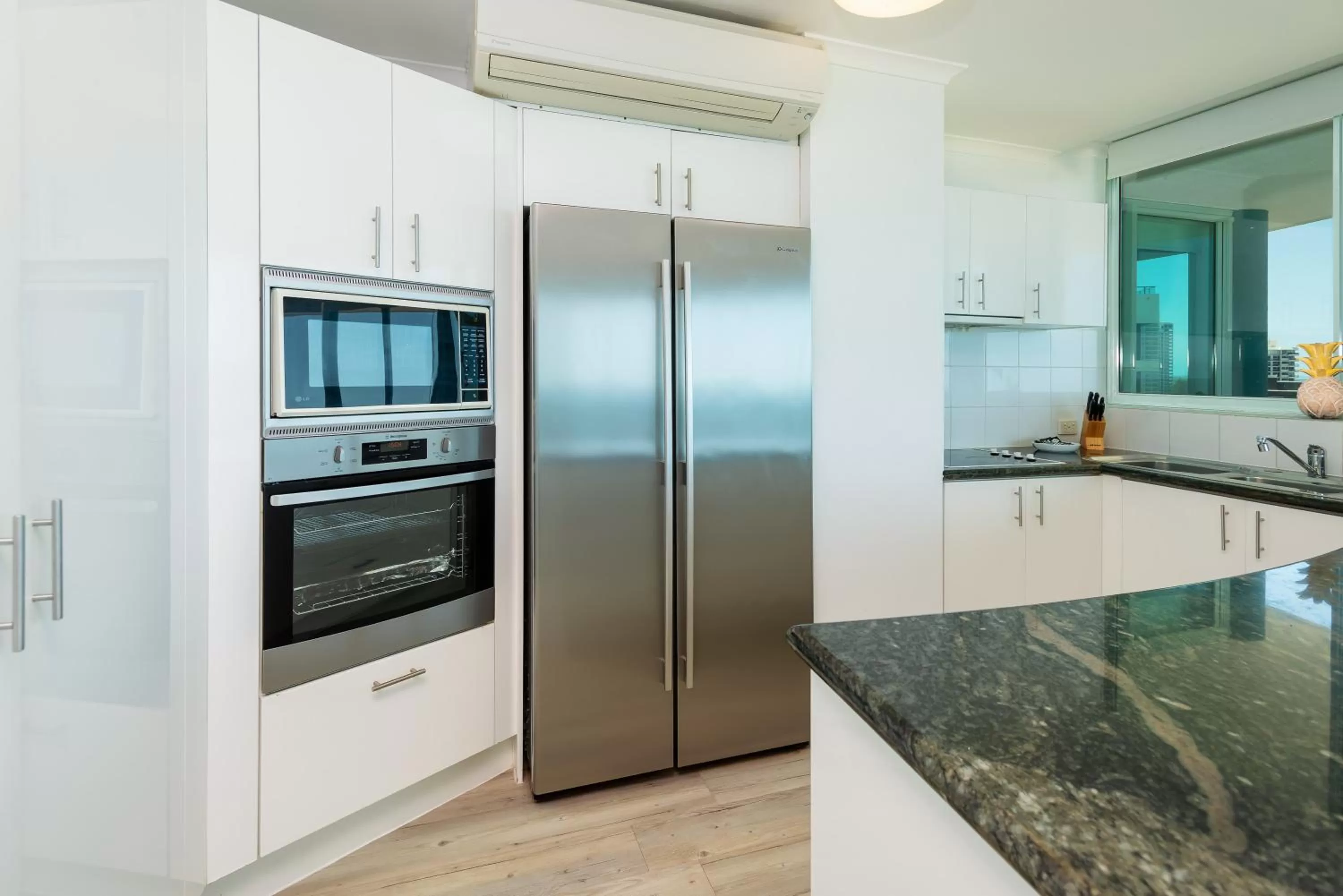 Communal kitchen in The Waterford on Main Beach